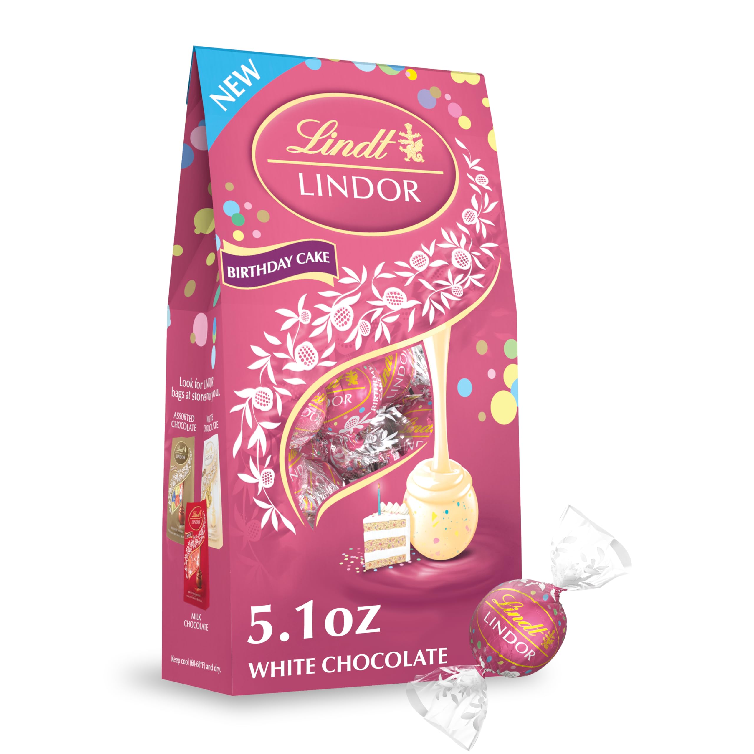 Lindt LINDOR Holiday Snickerdoodle White Chocolate Candy Truffles with Smooth, Melting Truffle Center, 8.5 oz. Bag