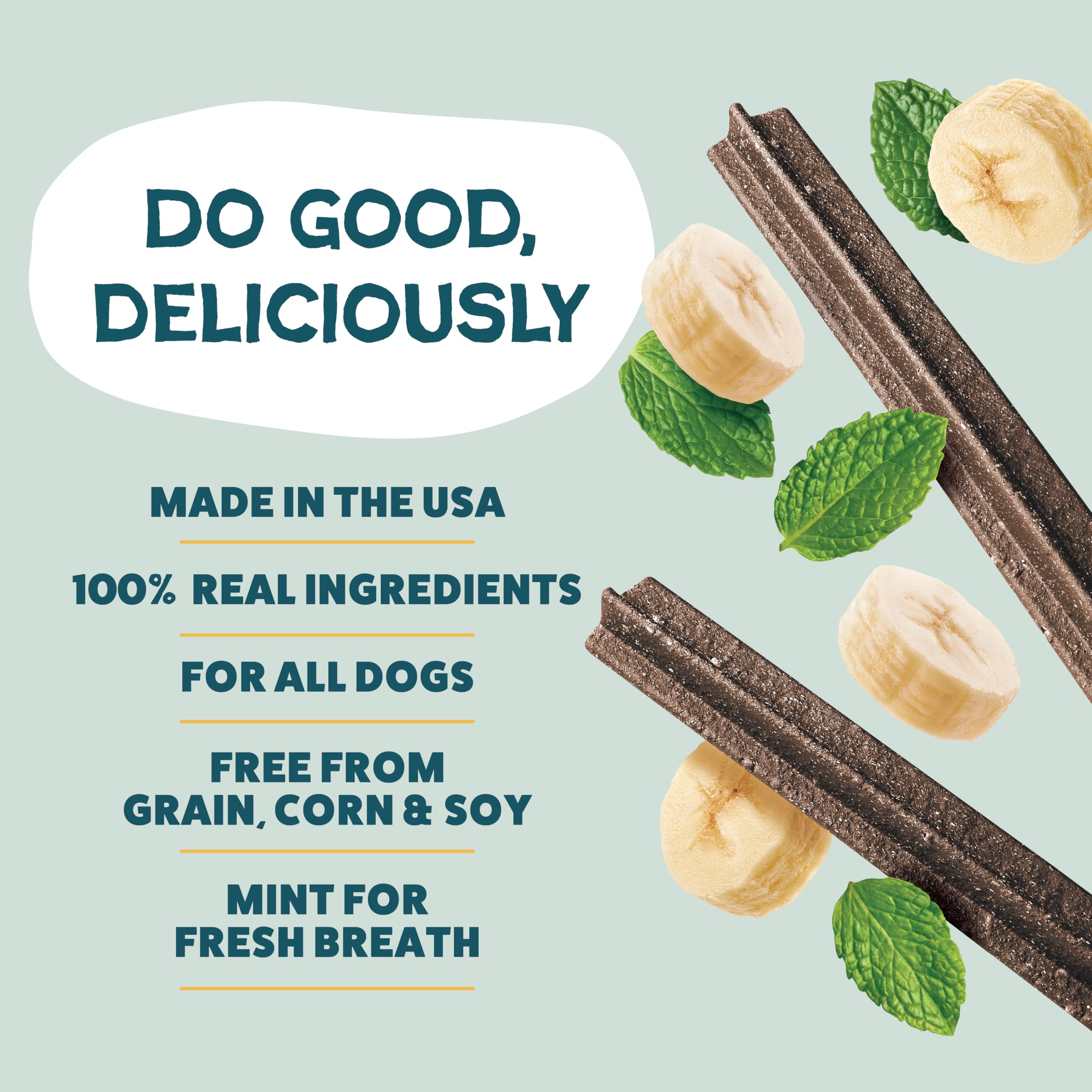 Shameless Pets Blueberry & Mint Dental Chews for Dogs, 8 Chews - Natural Dog Teeth Cleaning Treats with Fresh Breath Benefits | Grain-Free Dental Sticks for Small, Medium & Large Dogs