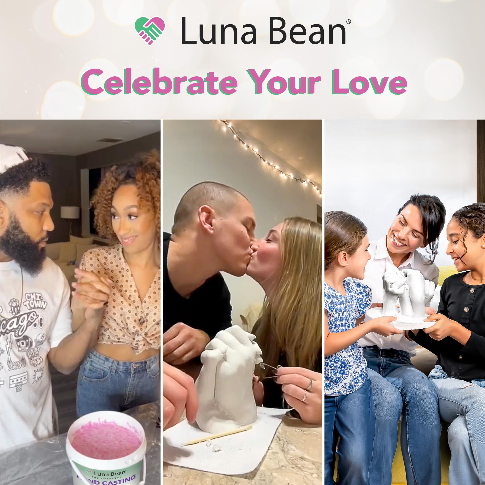 Luna Bean Hand Casting Kit – The Original Hand Mold Kit for Couples – Fathers Day Gift for Dad - Anniversary Engagement Birthday Gifts for Women Men Mom Wife Boyfriend Girlfriend Wedding Bridal Shower