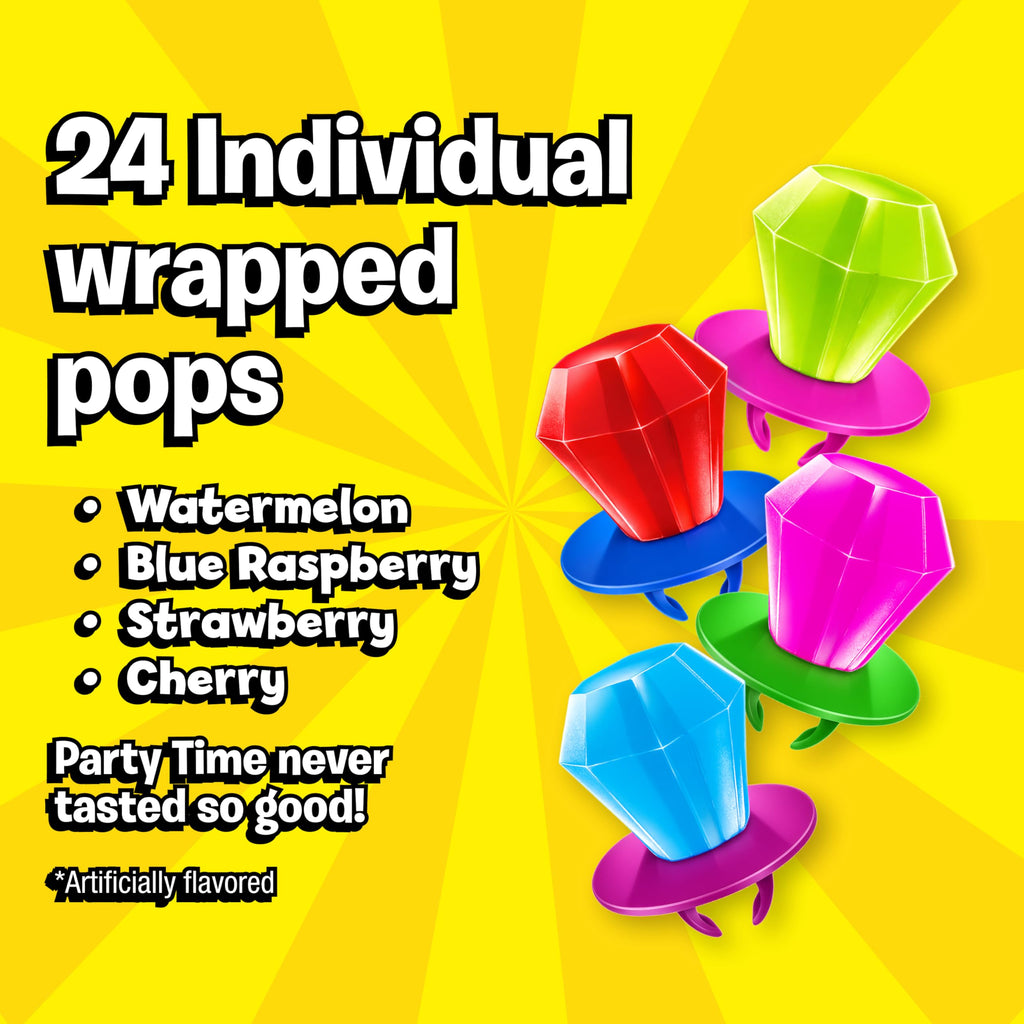 Ring Pop Lollipops - Bulk Candy Individually Wrapped Suckers Variety Party Pack- 50 Count w/Assorted Flavors - Hard Candy for Party Favors, Kids & Goodie Bags, 25 Ounce