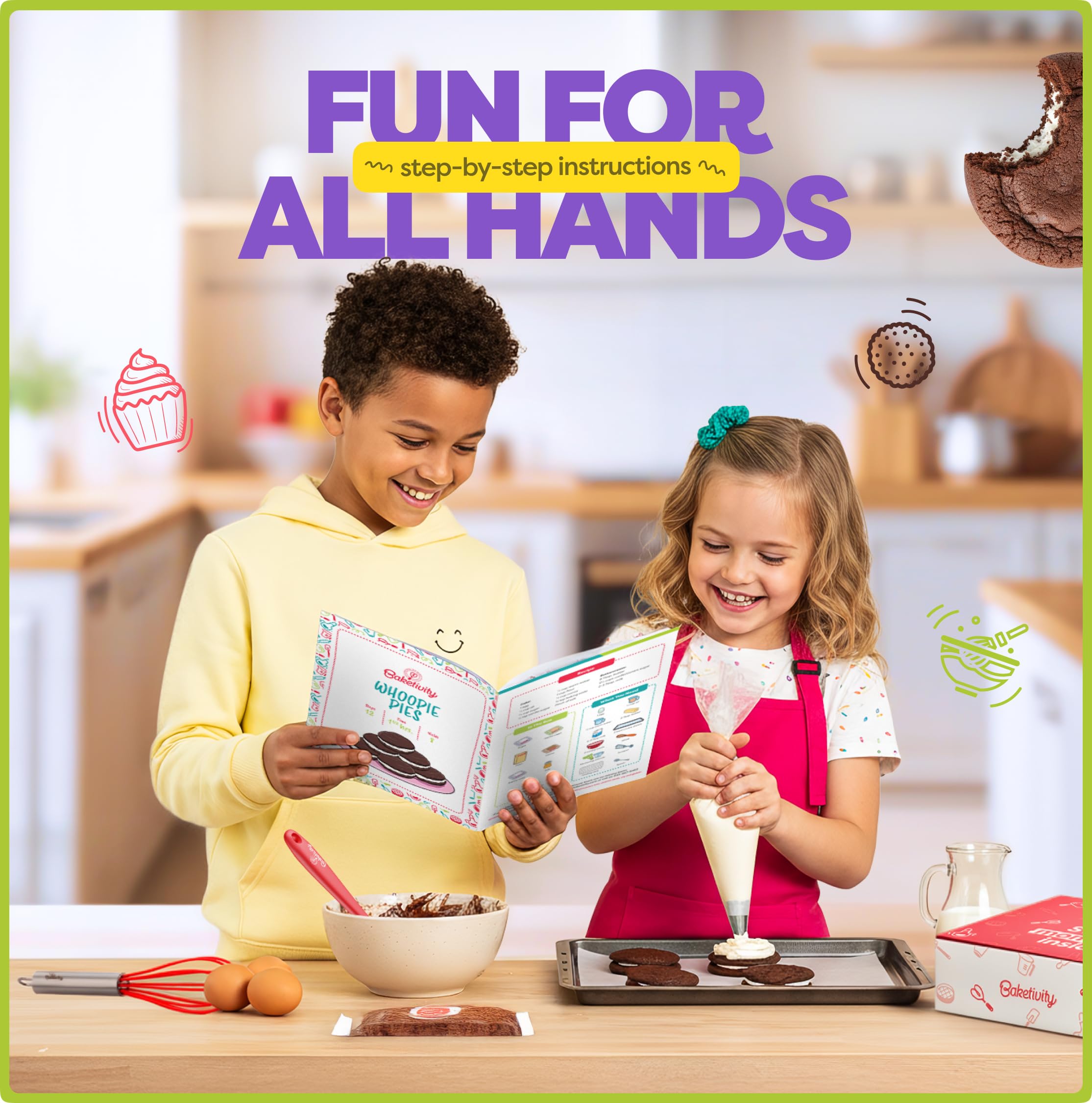 Baketivity DIY Cake Pop Baking Kit for Kids - Premeasured Ingredients, Decorating Supplies