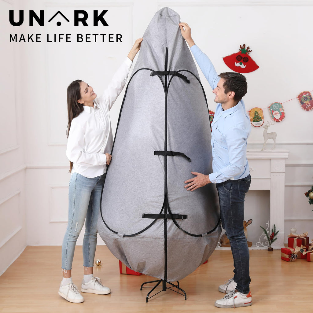 Upright Christmas Tree Storage Bag 7.5 Ft, Artificial Christmas Tree Storage Bag 6.5ft, Christmas Tree Cover for Upright Storage Fit 6 Ft / 6.5 Ft / 7 Ft / 7.5 Gray