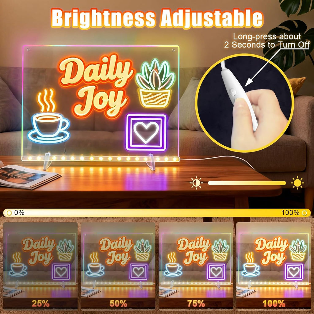 Led Note Board with Colors,16''Drawing Tablet,6 Modes & 8 Colors Light Up Drawing Board,Kids Toy with 13 Light Effects,Birthday Holiday Day Gifts for Girls & Boys Age 3+,Tracing Book（White）
