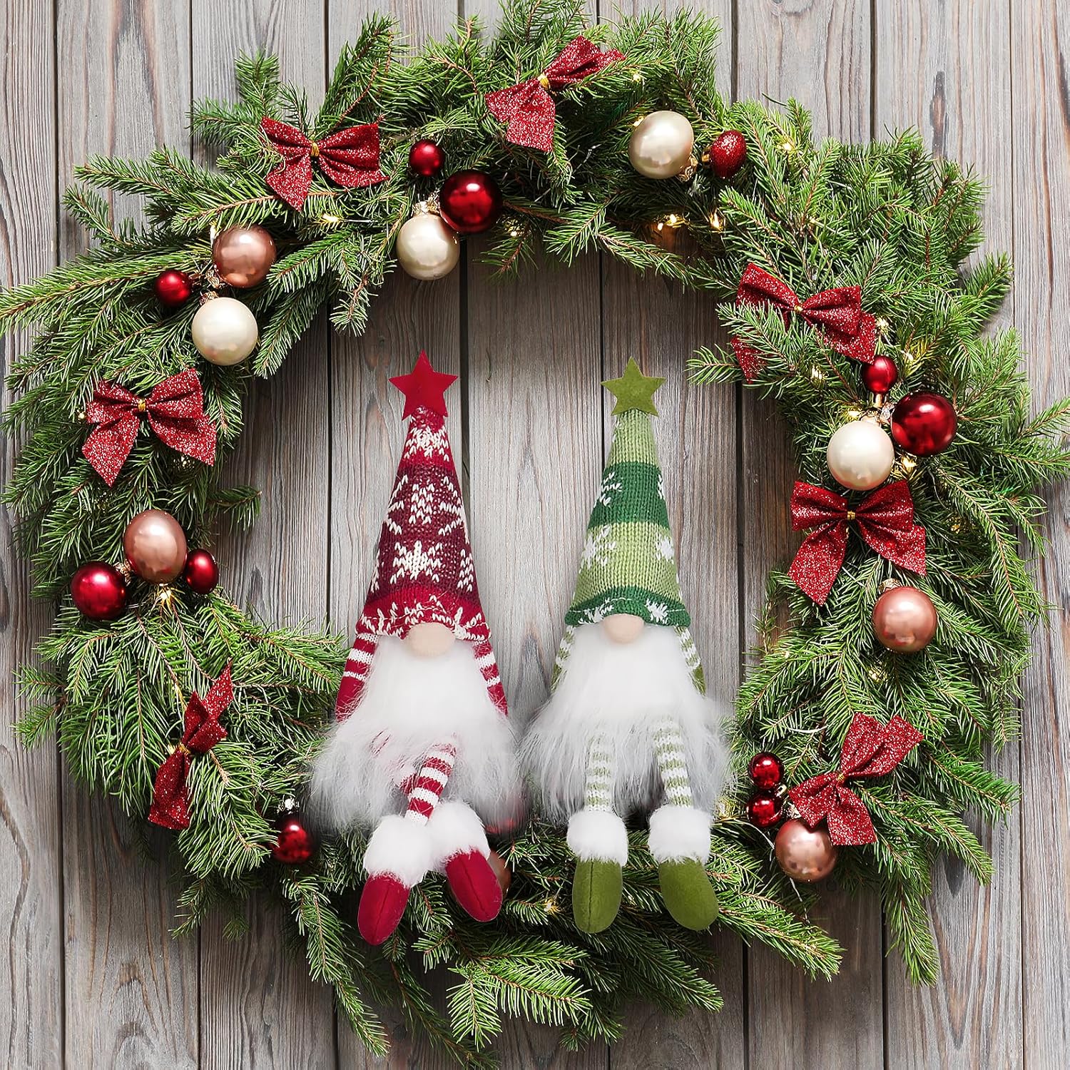 WEMEMORN Gnome Christmas Decorations Set of 6, Lighted Christmas Gnome Ornaments, Swedish Tomte Xmas Gnomes Plush Doll, Scandinavian Santa Christmas Ornaments Indoor Home Tree Tabletop Decoration