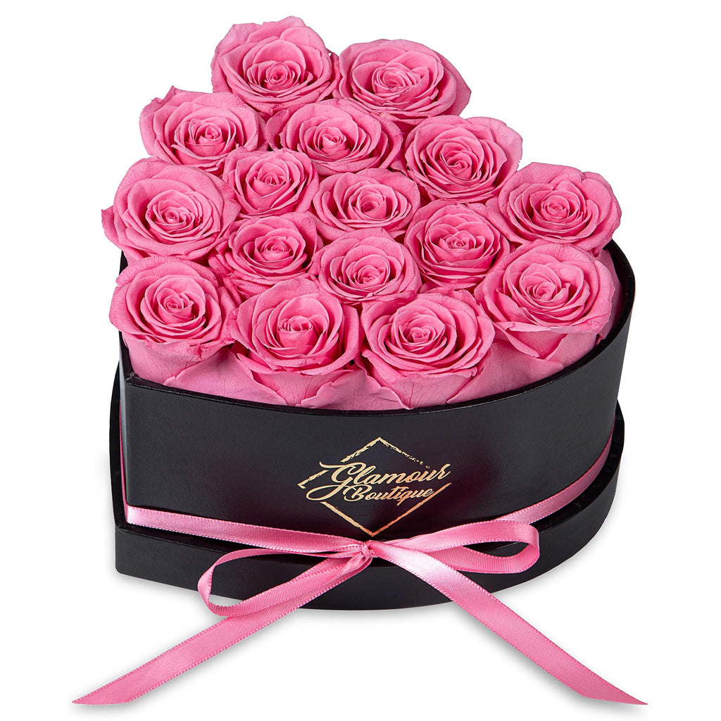 GLAMOUR BOUTIQUE 16 Flower Forever Heart Shape Box, Mothers Day Gift For Mom, Eternal Preserved Roses Gift for Her, Flowers bouquet, For Birthday, Anniversary, Girlfriend - Red