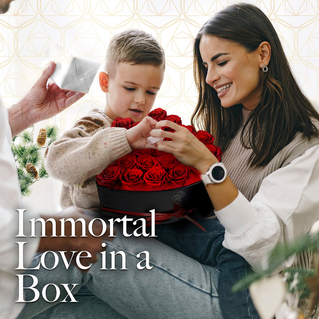 GLAMOUR BOUTIQUE 16 Flower Forever Heart Shape Box, Mothers Day Gift For Mom, Eternal Preserved Roses Gift for Her, Flowers bouquet, For Birthday, Anniversary, Girlfriend - Red