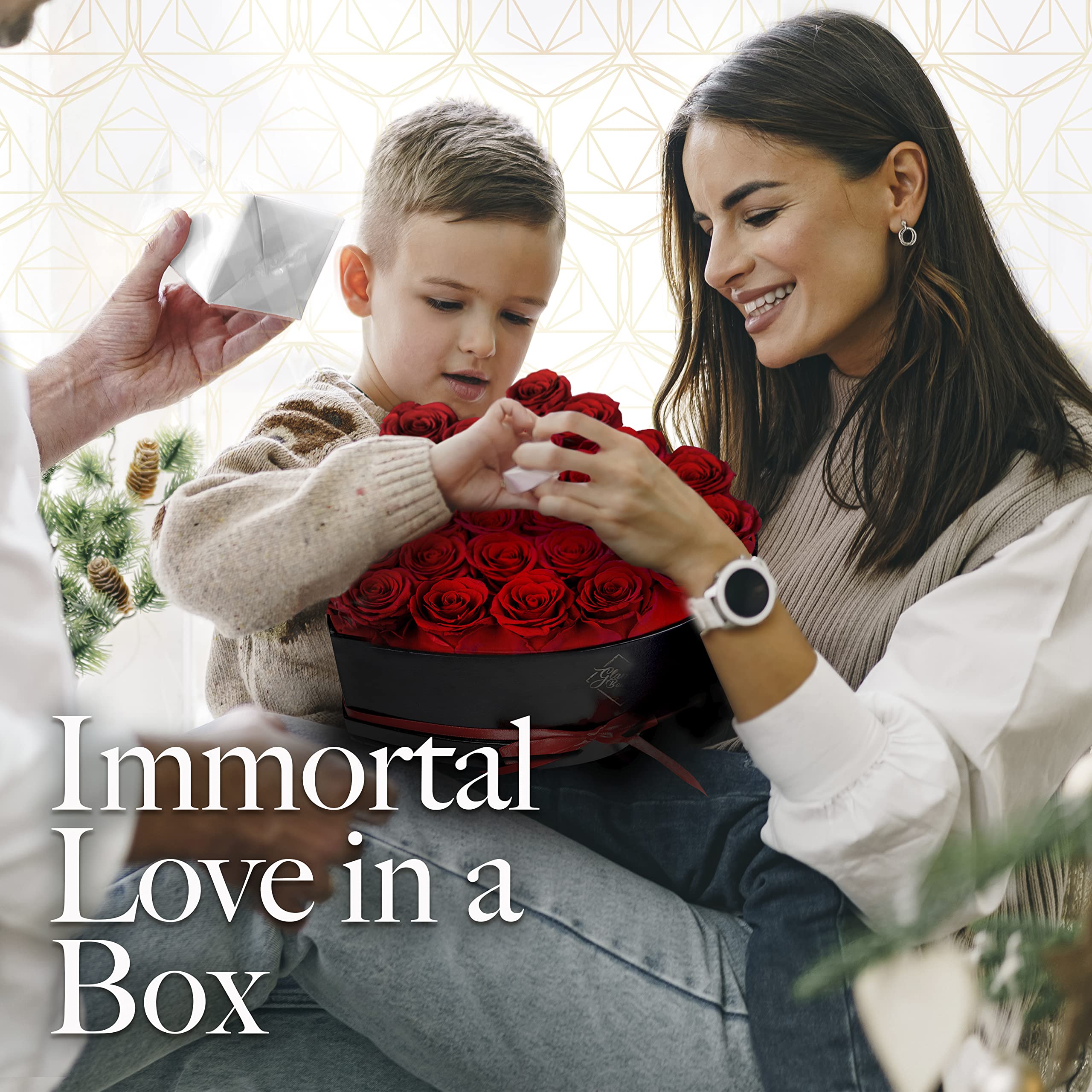 GLAMOUR BOUTIQUE 16 Flower Forever Heart Shape Box, Mothers Day Gift For Mom, Eternal Preserved Roses Gift for Her, Flowers bouquet, For Birthday, Anniversary, Girlfriend - Red