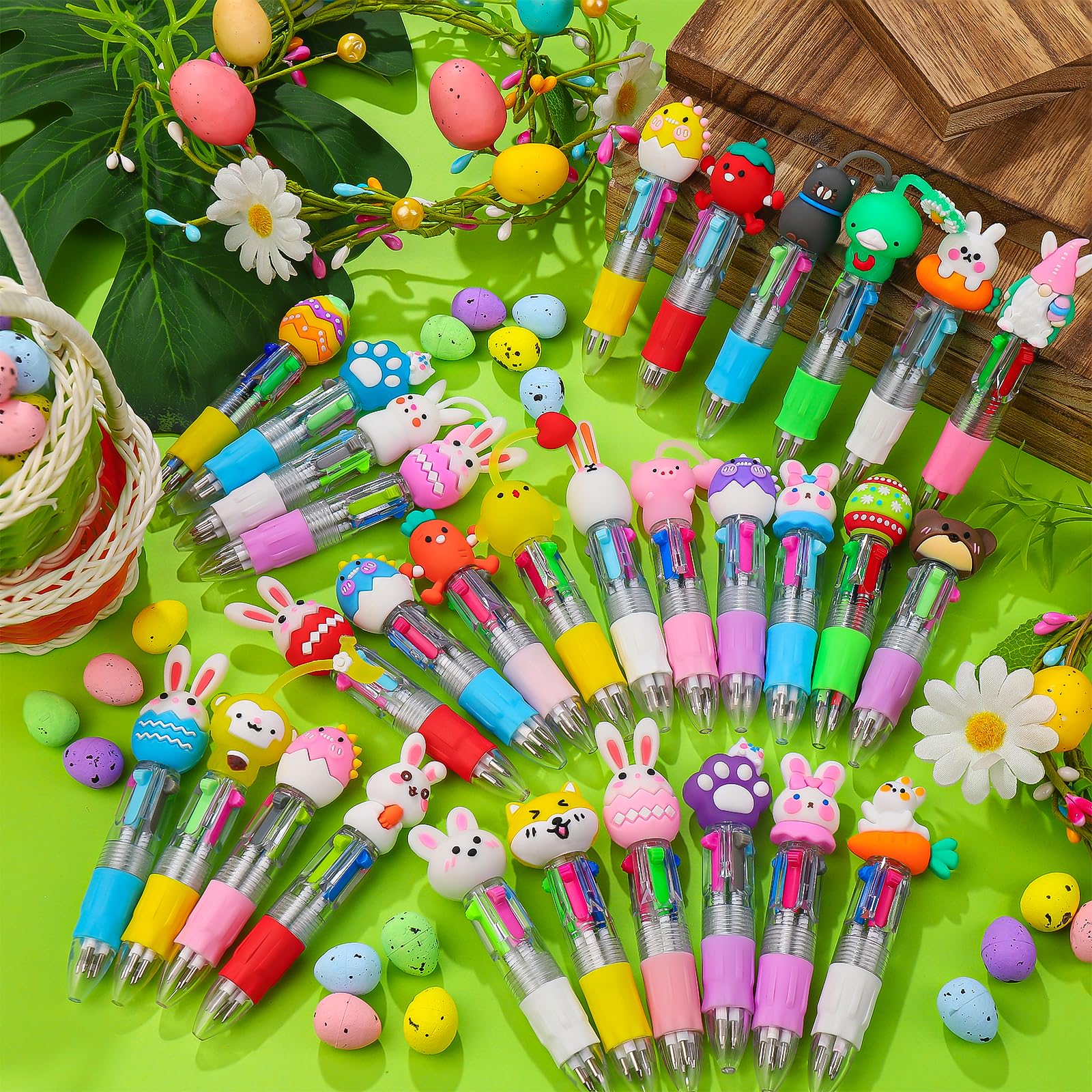 CZWZ 20Pcs Mini Multicolor Pens in One 4-in-1 Cute Pens Bulk for Kids, Fun Kawaii Ballpoint Pens for Birthdays and Children's Party Favors Gifts Teacher School Supplies