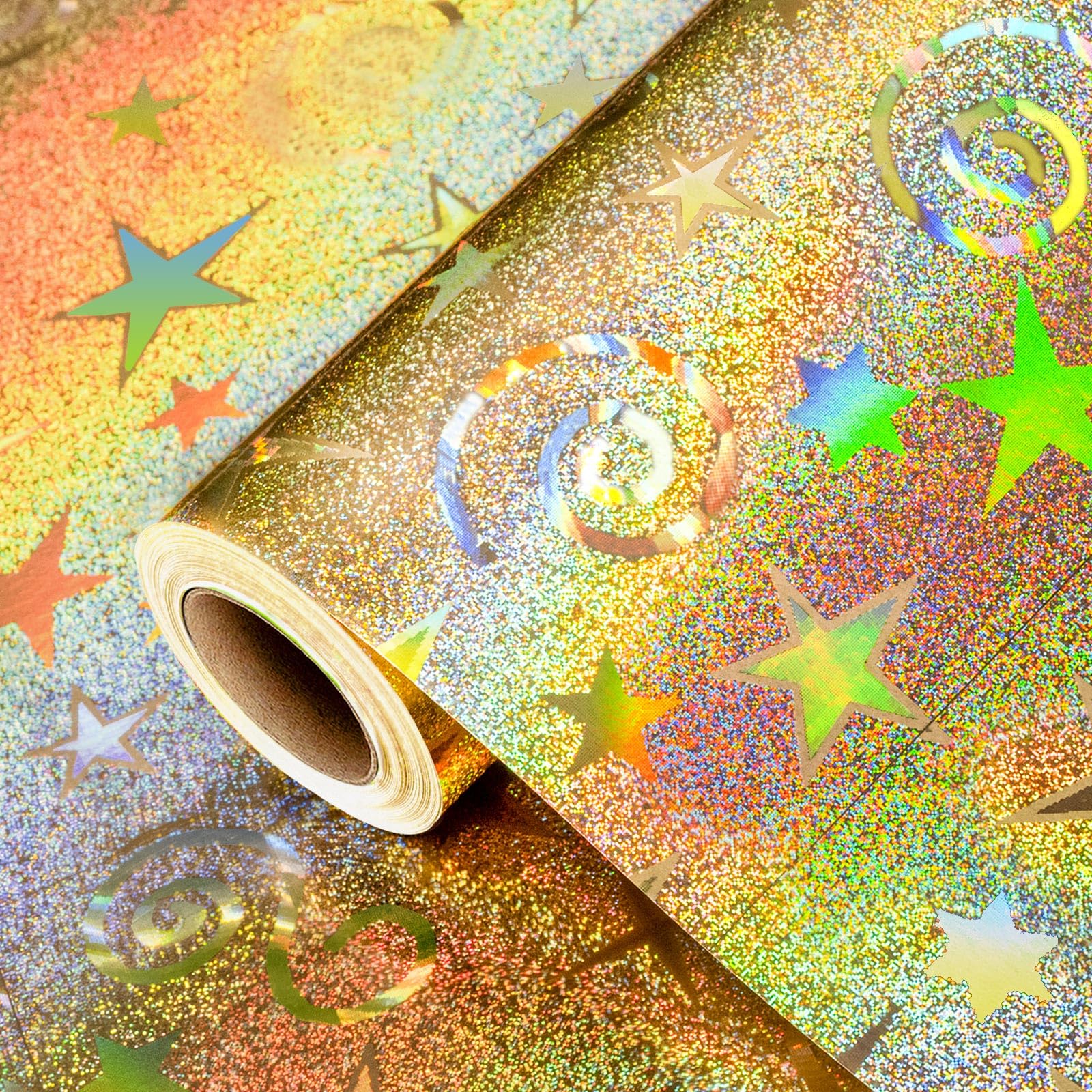 Burymento Black Wrapping Paper Roll, Metallic Holographic Stripe Gift Wrap for Birthday, Valentines, Mothers day, Graduation, Wedding, Fathers day, Baby Shower, Christmas (17 IN x 32.8 FT)