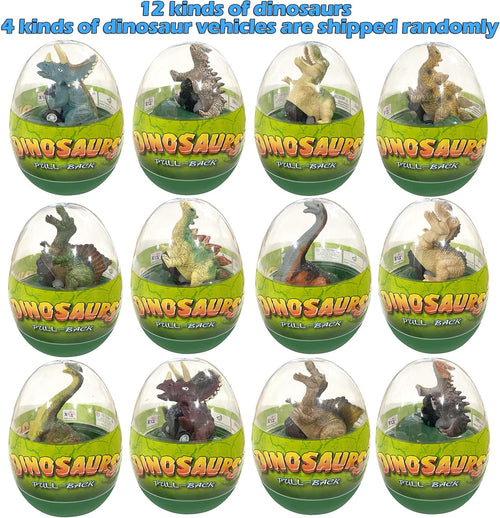4 Pack Jumbo Dinosour Eggs with Dinosaur Pull Back Cars Dinos Vehicles Toys Inside for Kids Boys Girls Easter Basket Stuffers Party Favors Easter Egg Hunt