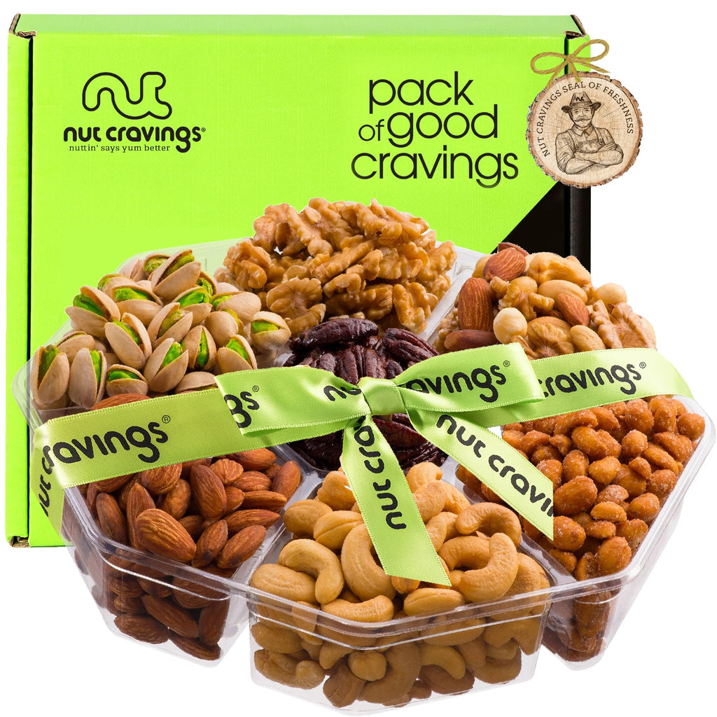 NUT CRAVINGS - Fathers Day Treats, Gift For Dad, Mixed Nuts Heart Shaped Gift Basket, Love in A Box (6 Assortments, 2 LB) Romantic Food Arrangement, Healthy Snack Care Package, Food Assortments