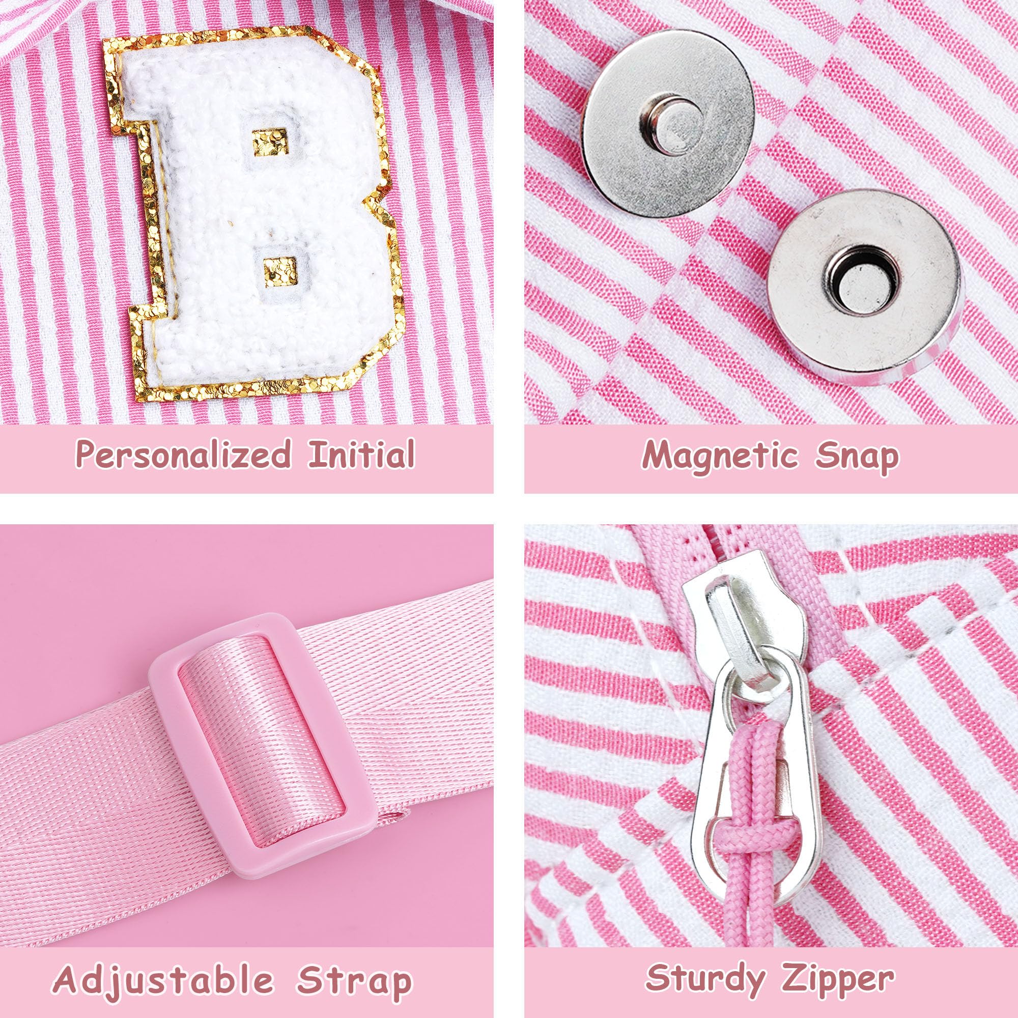 Birthday Gifts for Girls Kids, Personalized Small Initial Pink Sling Bag for Kid Girls | Small Initial Monogram Fanny Packs Crossbody Bag Purse for Girl Kid Year Old Birthday Gifts (Pink A)