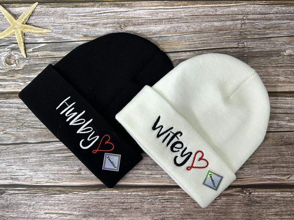 Mr Mrs Grandpa Grandma Dad Mom Hubby Wifey Beanie Hats