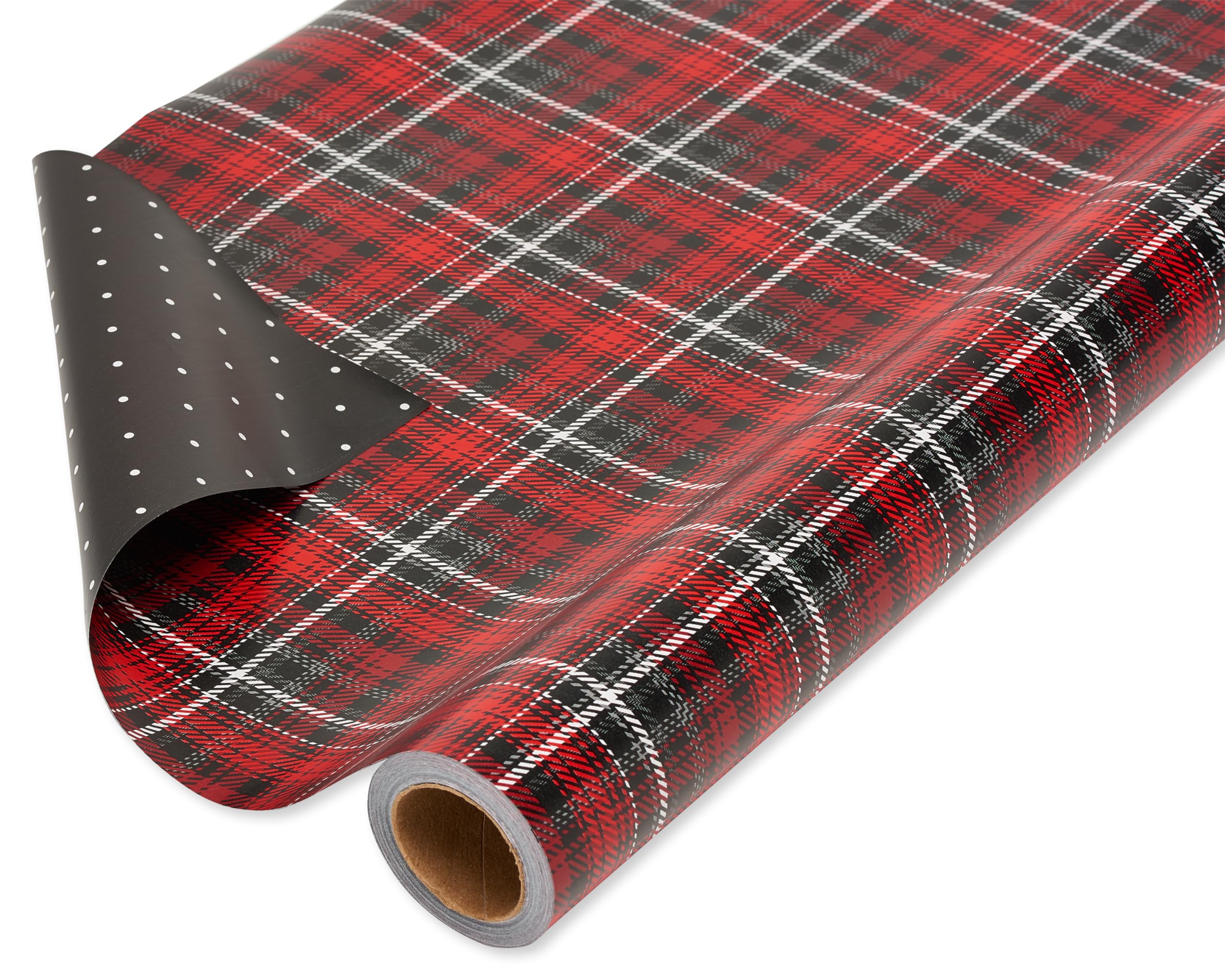 American Greetings Christmas Wrapping Paper, Red and Black Buffalo Plaid Holiday Gift Wrap Set (120 sq.ft., 4 rolls-30 in. x 12 ft., 7 Adhesive Bows, 30 Gift Tag Stickers) Rustic, Snowflakes, Reindeer