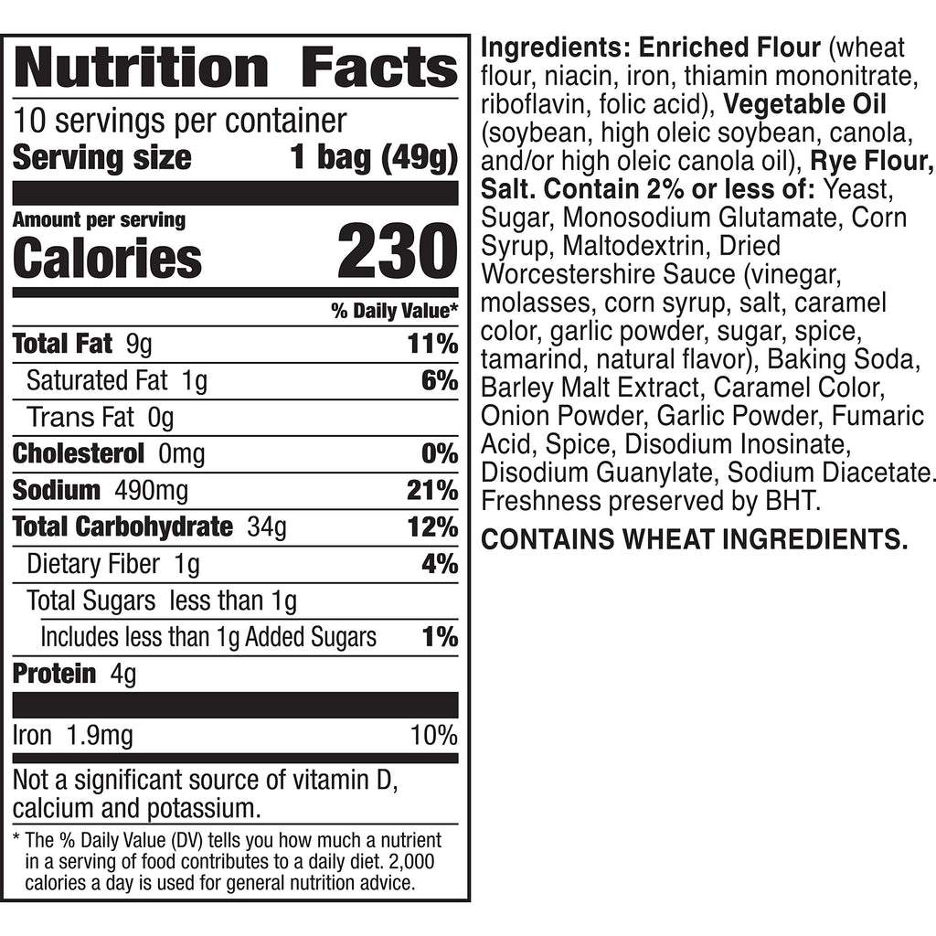 Gardetto's Original Recipe Snack Mix, Crunchy Breadsticks, Pretzels & Roasted Rye Chips, Kosher Snacks Multipack, 10 Single-Serve Bags, Individually Wrapped Party & Family Pack, 17.5 oz Bulk Box