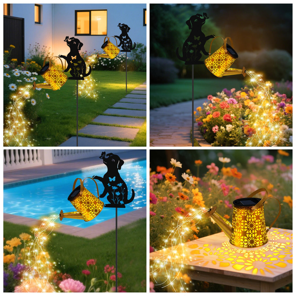 Solar Watering Can Lights, Cat Hanging Lantern Solar Lights Outdoor, Cat Lover Gifts for Mom Women Birthday Mother's Day Christmas, Waterproof Garden Decor Outside Patio Yard Pathway Backyard