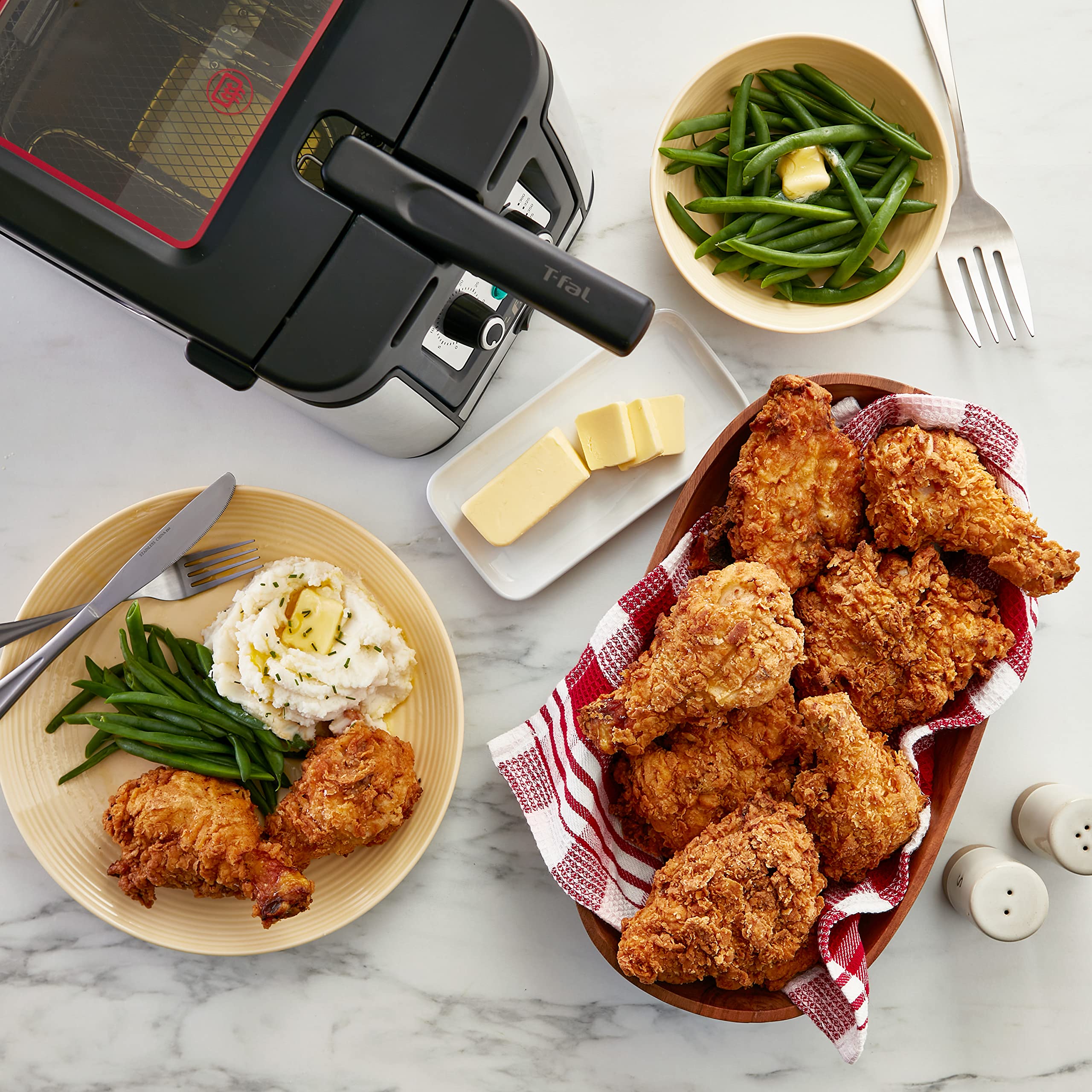 T-fal 3.5L Stainless Steel Deep Fryer with Basket for Home Use, 1700W, Deep Fryer with Oil Filtration, Temp Control, Digital Timer