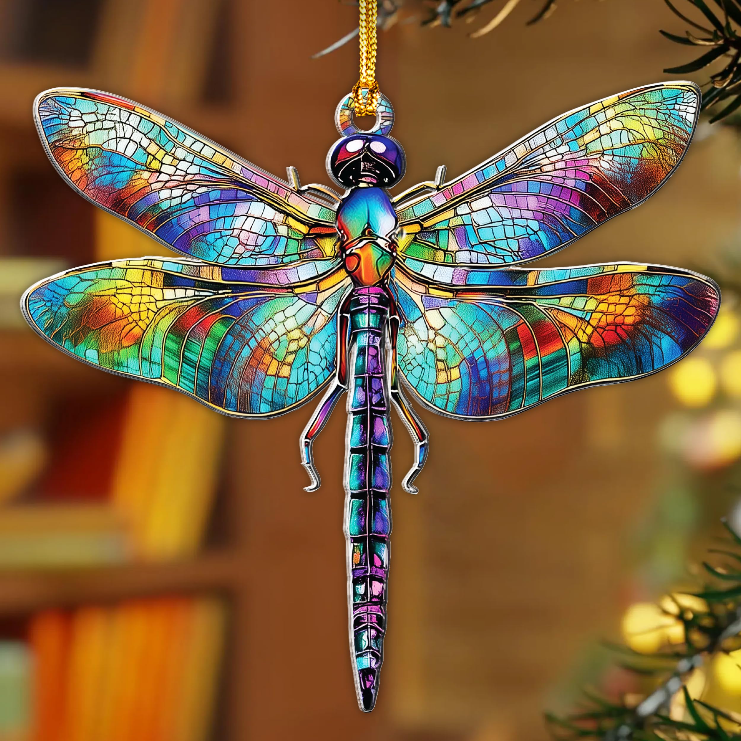 Dragon Stained Glass Ornament - Christmas Ornaments 2025 - Dragon Suncatcher for Christmas Tree Decorations - Dragons Gifts for Men, Women - Gothic Christmas Ornaments - New Year Gift