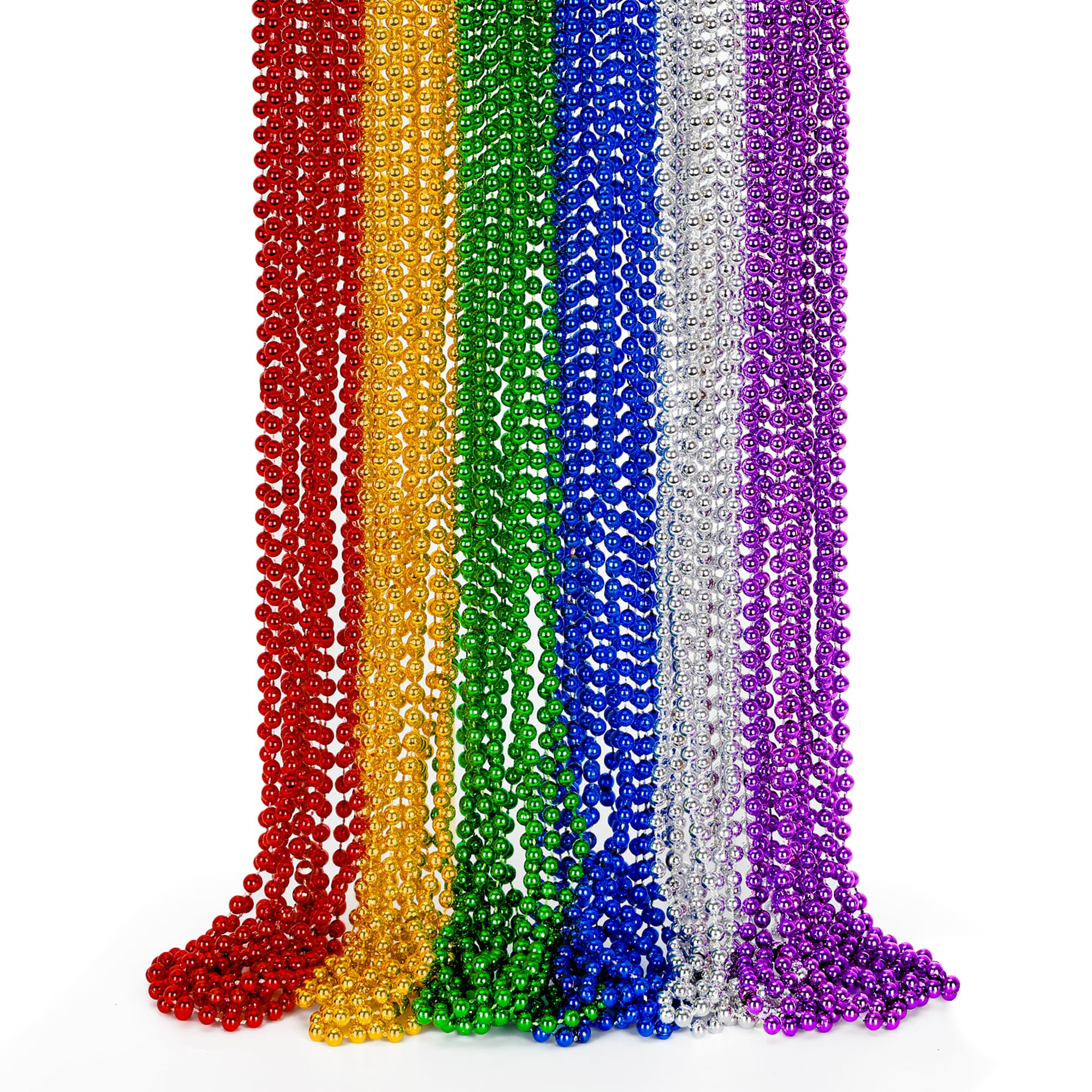 4th of July Party Favors, 12PCS 250th Anniversary Patriotic Necklaces Bulk, Fourth of July Red Blue Silver Beads Necklace, Independence Day Beads Bulk for Parade Party Celebration Favors Decorations