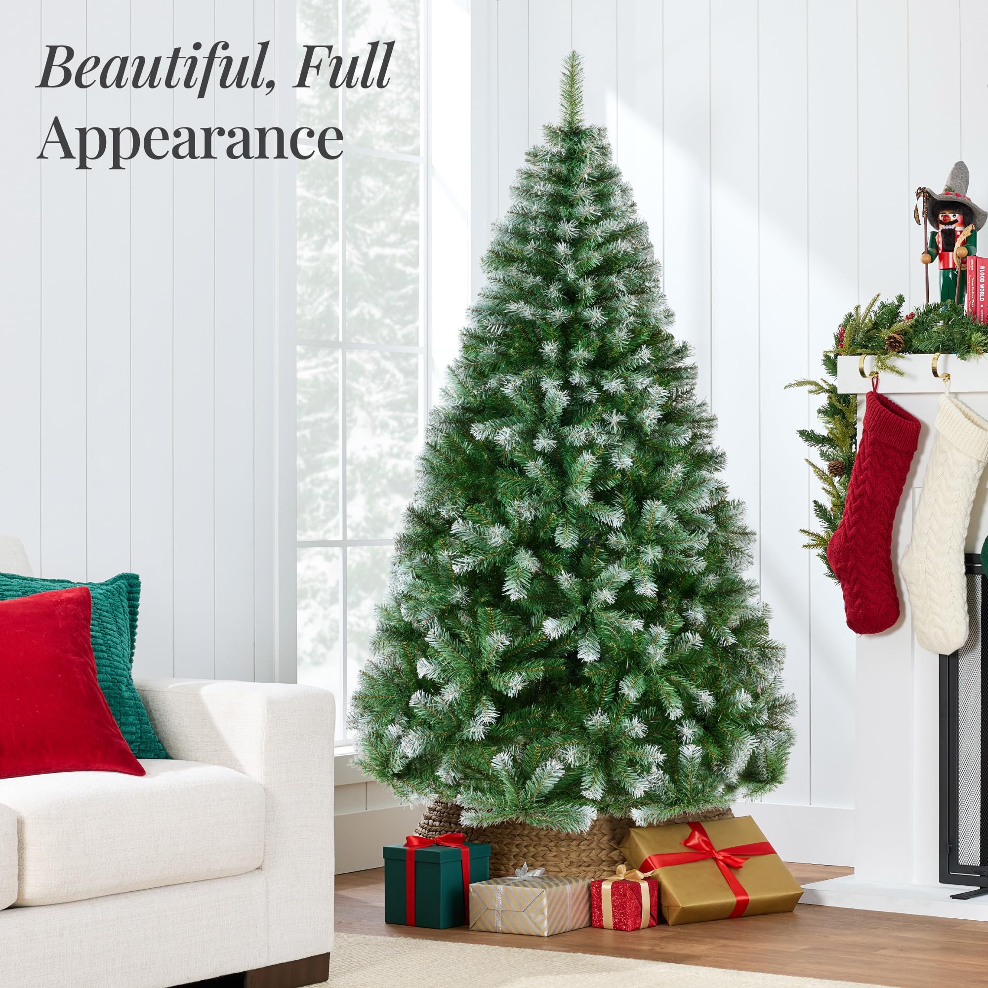 Best Choice Products Artificial Christmas Tree, 6ft Premium Unlit Hinged Design, Dense Branches Realistic Holiday Décor w/Easy Assembly, Base
