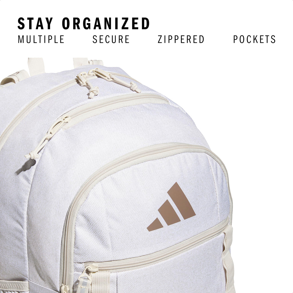 adidas Excel 7 School Backpack for Laptop, Gym and Travel, 34L, Twill White/Black/7.5, OSFA