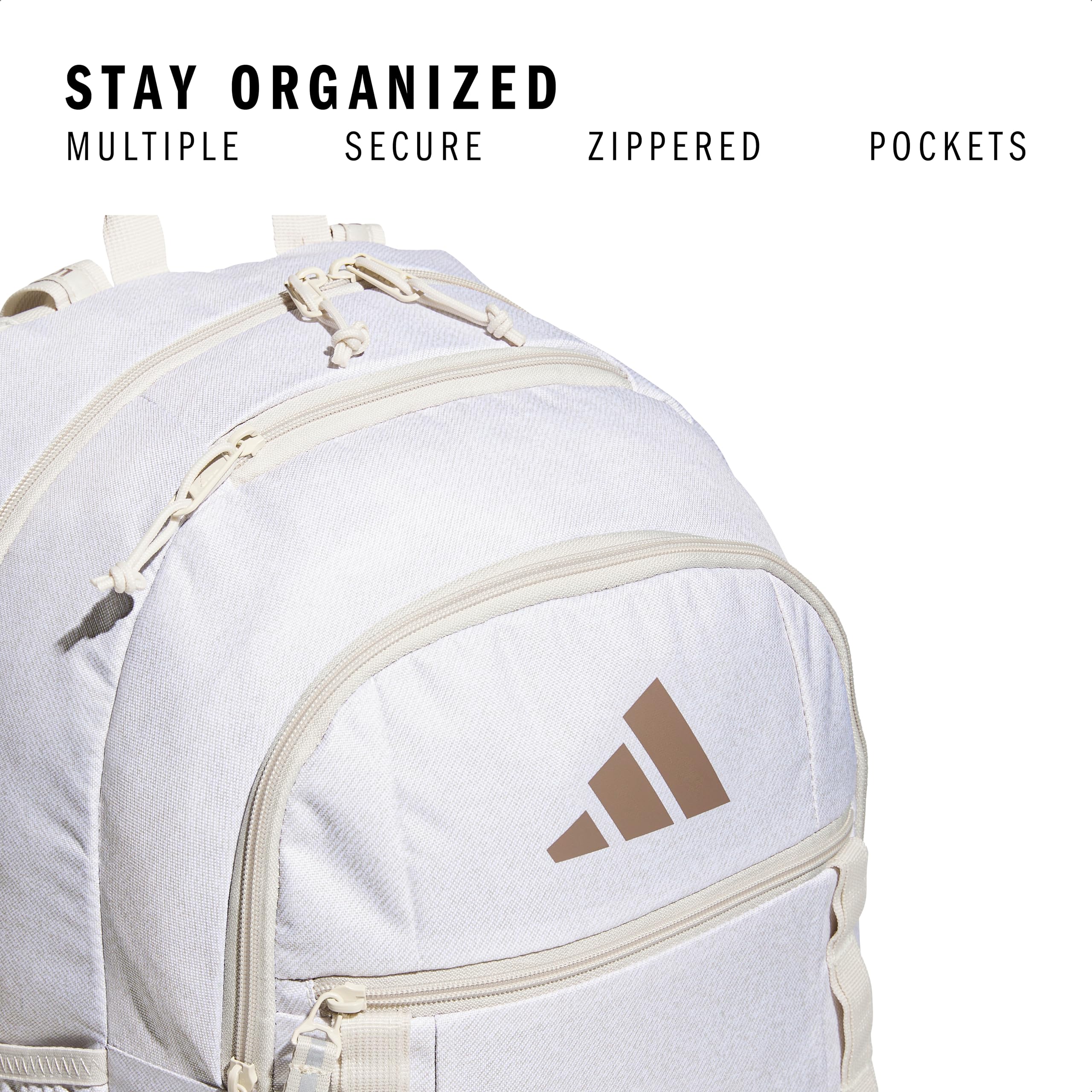 adidas Excel 7 School Backpack for Laptop, Gym and Travel, 34L, Twill White/Black/7.5, OSFA