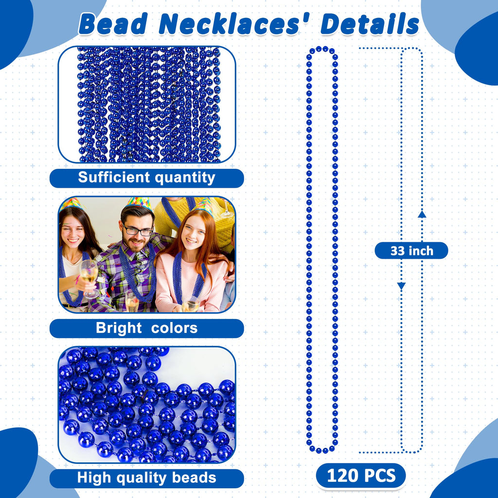 Huskein Mardi Gras Beads, 120 PCS Mardi Gras Accessories, 33 IN Green Bead Necklaces, St Patricks Day Parade Favors Bulk Party Beads Favors for Festival Carnival Decorations