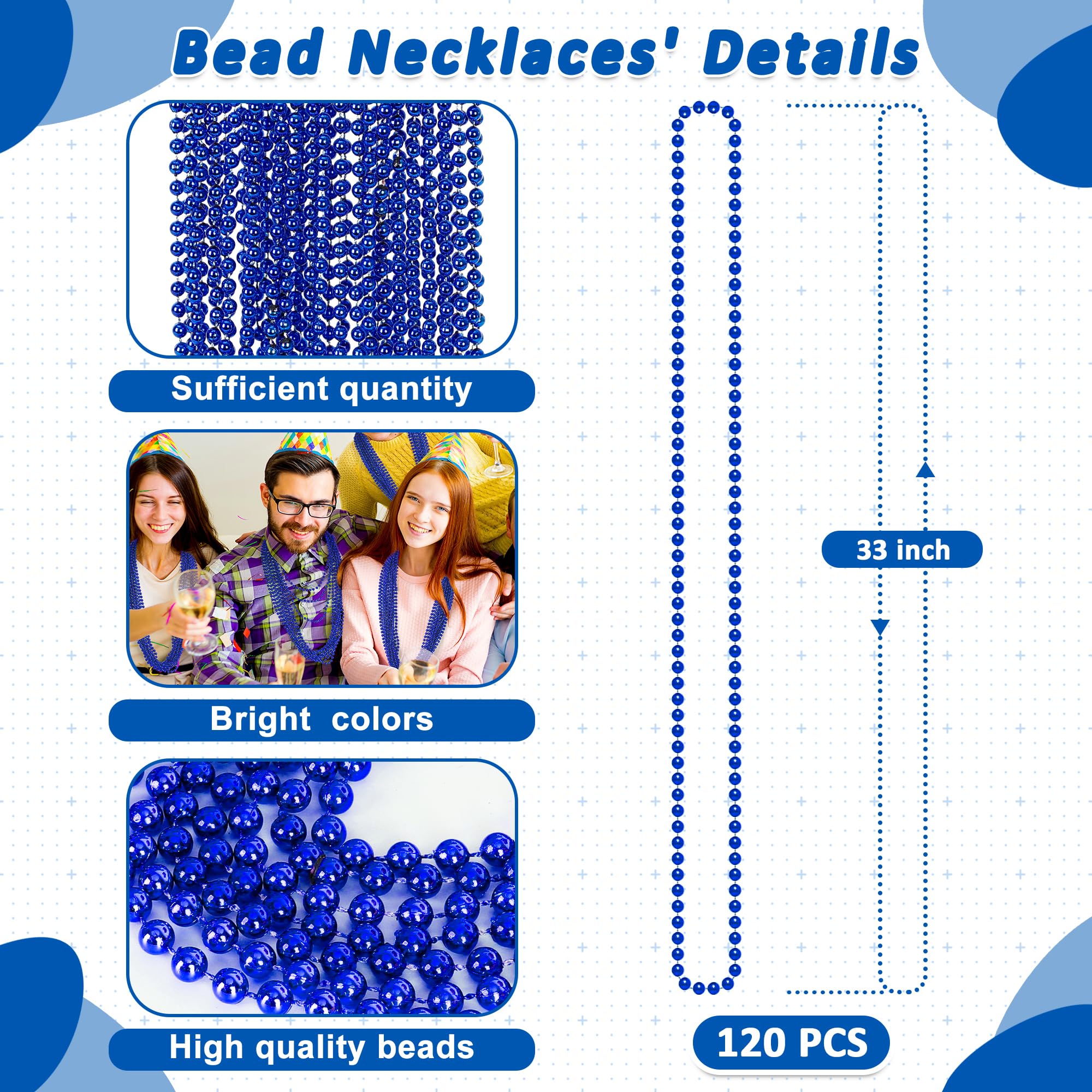 Huskein Mardi Gras Beads, 120 PCS Mardi Gras Accessories, 33 IN Green Bead Necklaces, St Patricks Day Parade Favors Bulk Party Beads Favors for Festival Carnival Decorations