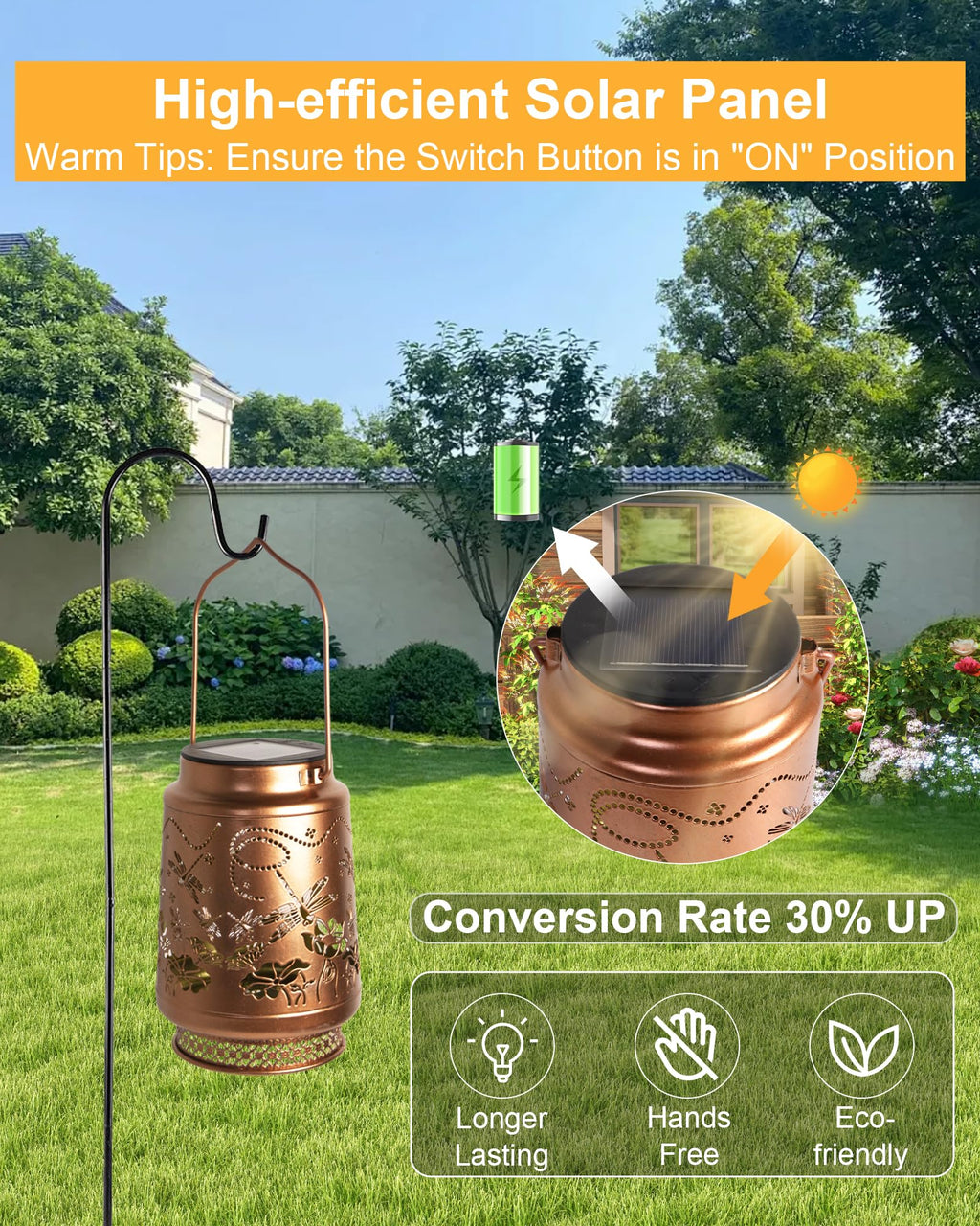 Solar Lanterns Outdoor Waterproof Hummingbird Elegant Garden Decor Birthday Gifts for Women Mom Grandma Sister Metal Hanging Solar Lights Outside Gardening Decorations for Backyard, Patio, Lawn, Porch
