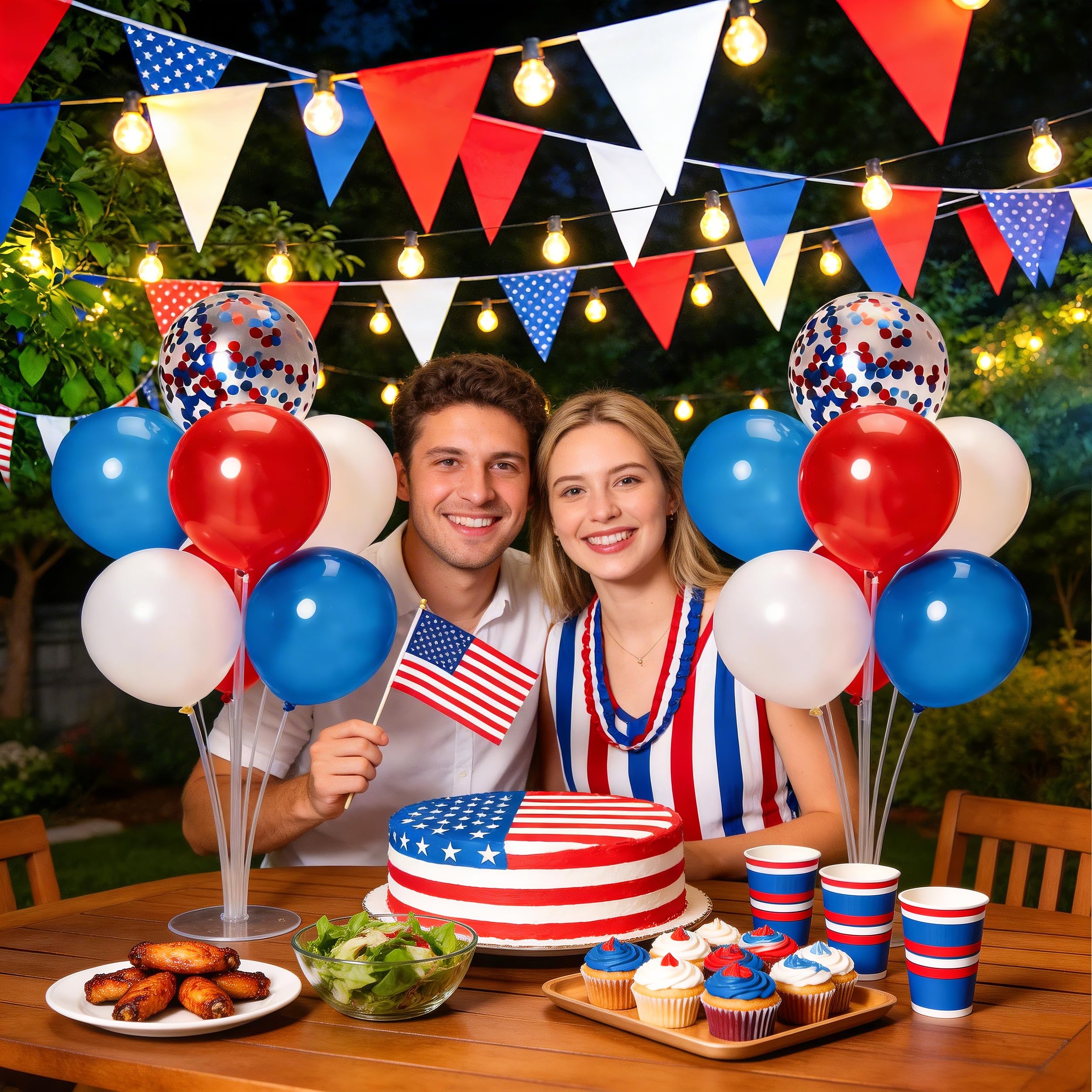 JOYYPOP 80 PCS Red White and Blue Balloons 12 Inch Patriotic Balloons with Confetti Balloons for 4th of July Decorations Independence Day 250 Anniversary Birthday Party Supplies