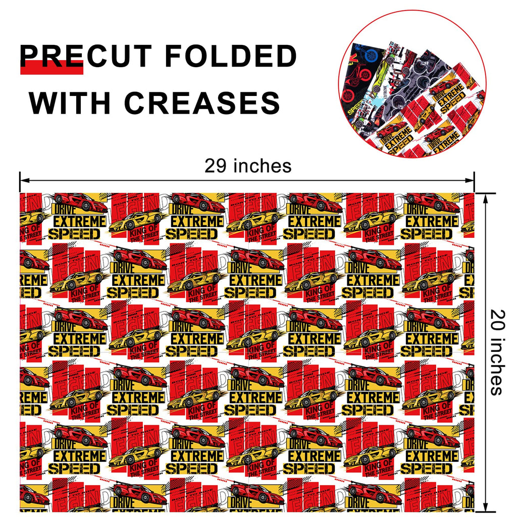 Christmas Wrapping Paper Folded for Kids Boys Girls Man Women Gift's. Papercraft Snowmen, Candy Canes, Tree, Socks, Snowflakes, Happy New Year Bulk of 12 Sheets 20"x 29" Folded