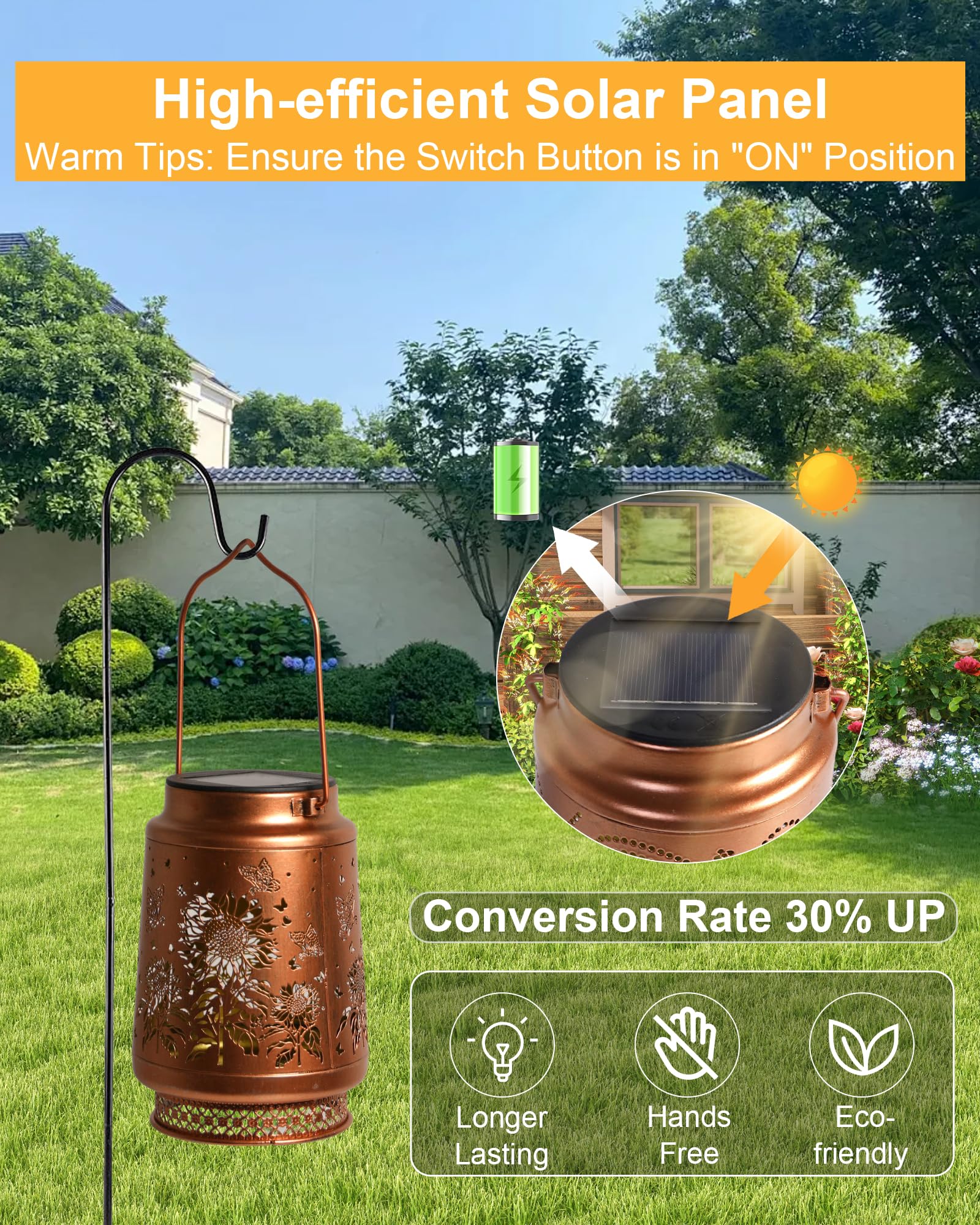 Solar Lanterns Outdoor Waterproof Hummingbird Elegant Garden Decor Birthday Gifts for Women Mom Grandma Sister Metal Hanging Solar Lights Outside Gardening Decorations for Backyard, Patio, Lawn, Porch