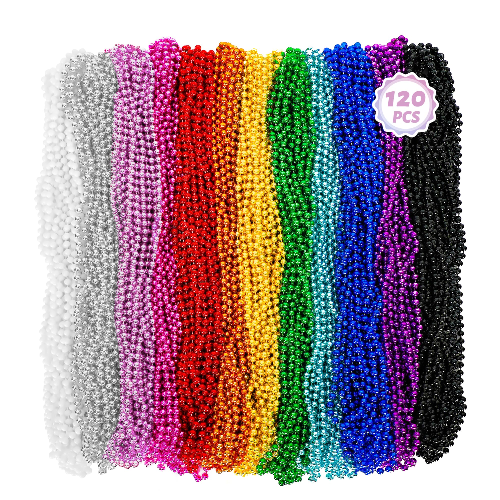 Huskein Mardi Gras Beads, 120 PCS Mardi Gras Accessories, 33 IN Green Bead Necklaces, St Patricks Day Parade Favors Bulk Party Beads Favors for Festival Carnival Decorations