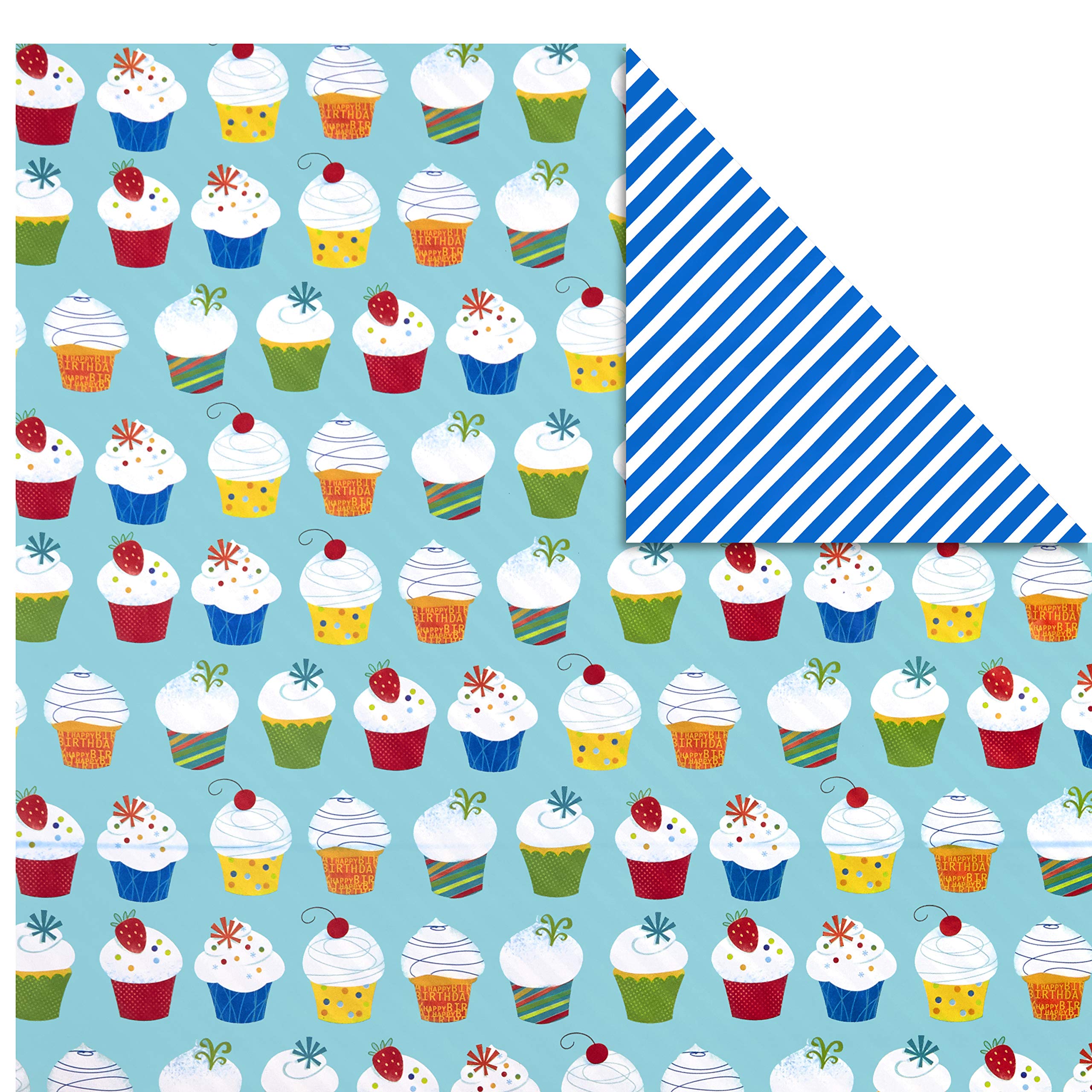 Hallmark Kids Birthday Wrapping Paper Mini Rolls, 3-Pack (Unicorns, Rainbows on Purple, Pink with White Polka Dots) for Birthday Parties, Easter, Baby Showers, Any Occasion - 60 Sq. Ft. Total