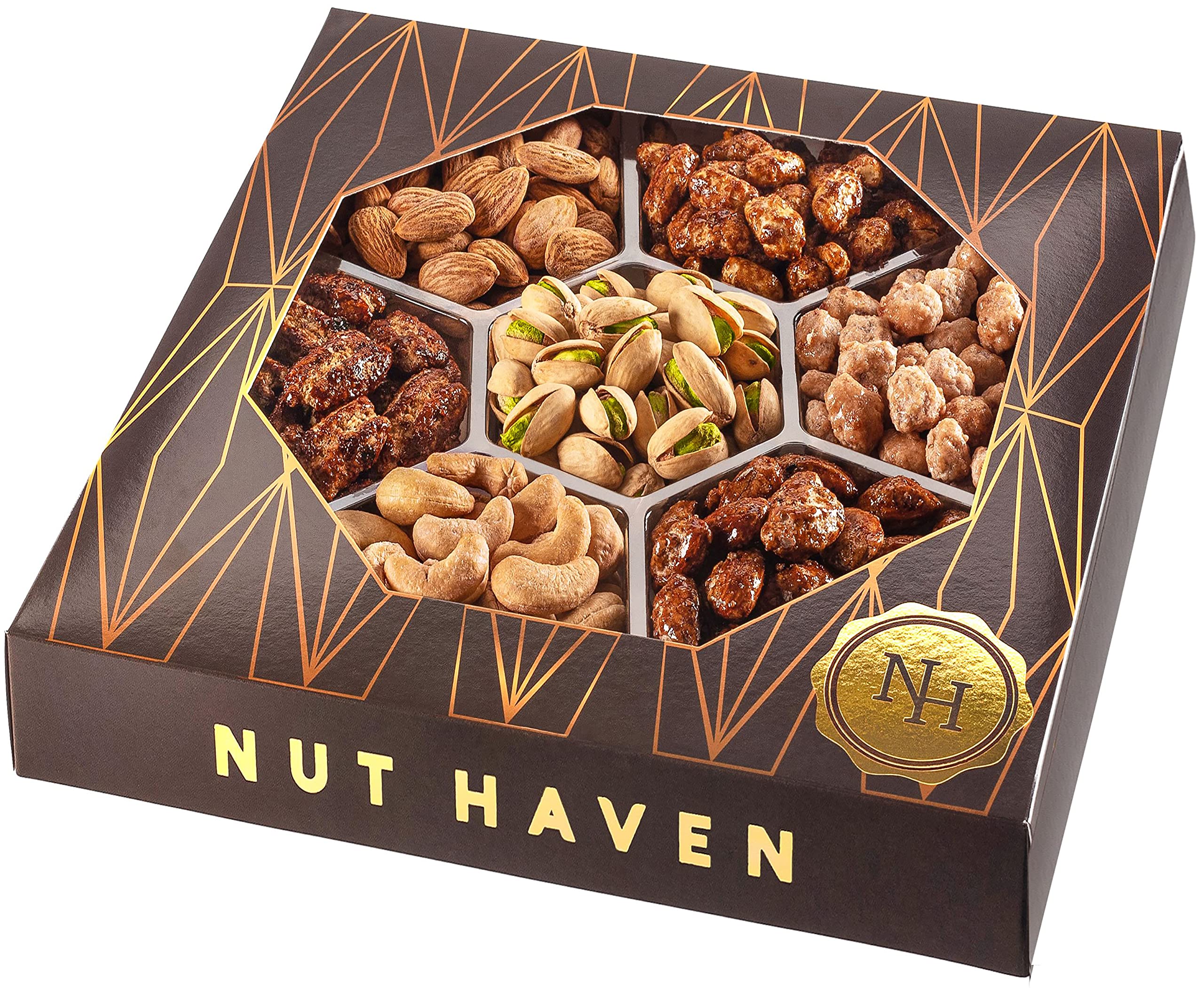Fathers Day Nuts Gift Basket - Assortment of Sweet & Roasted Salted Gourmet Nuts - Food Gift Box for Dad, Him, Husband, Wife, Daughter, Christmas, Father's Day, Mother's Day, Sympathy, Family, Men & Women
