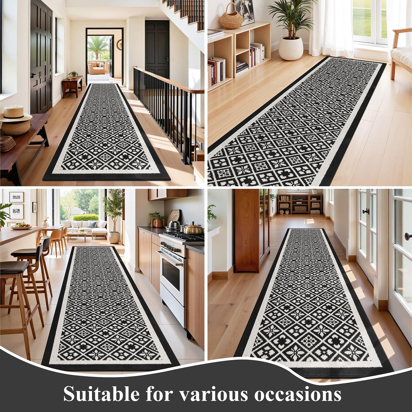 Ileading Christmas Entrance Door Mat, Absorbent Dog Mats for Muddy Paws, Low-Profile Small Red Xmas Decor Kitchen Runner Rug with Non-Slip Backing, Machine Washable Entryway Welcome Mat(Red 24"X36")