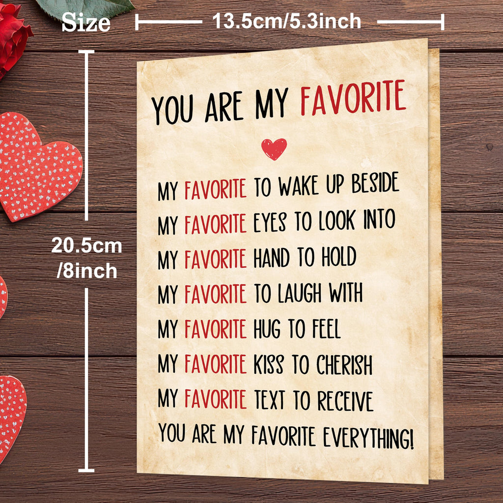 IDU Valentines Day Card,Valentines Day Cards Gifts for Him Her,Valentines Day Card for Husband Wife Boyfriend Girlfriend Fiance Fiancee Men Women - You Are My Favorite Love Note
