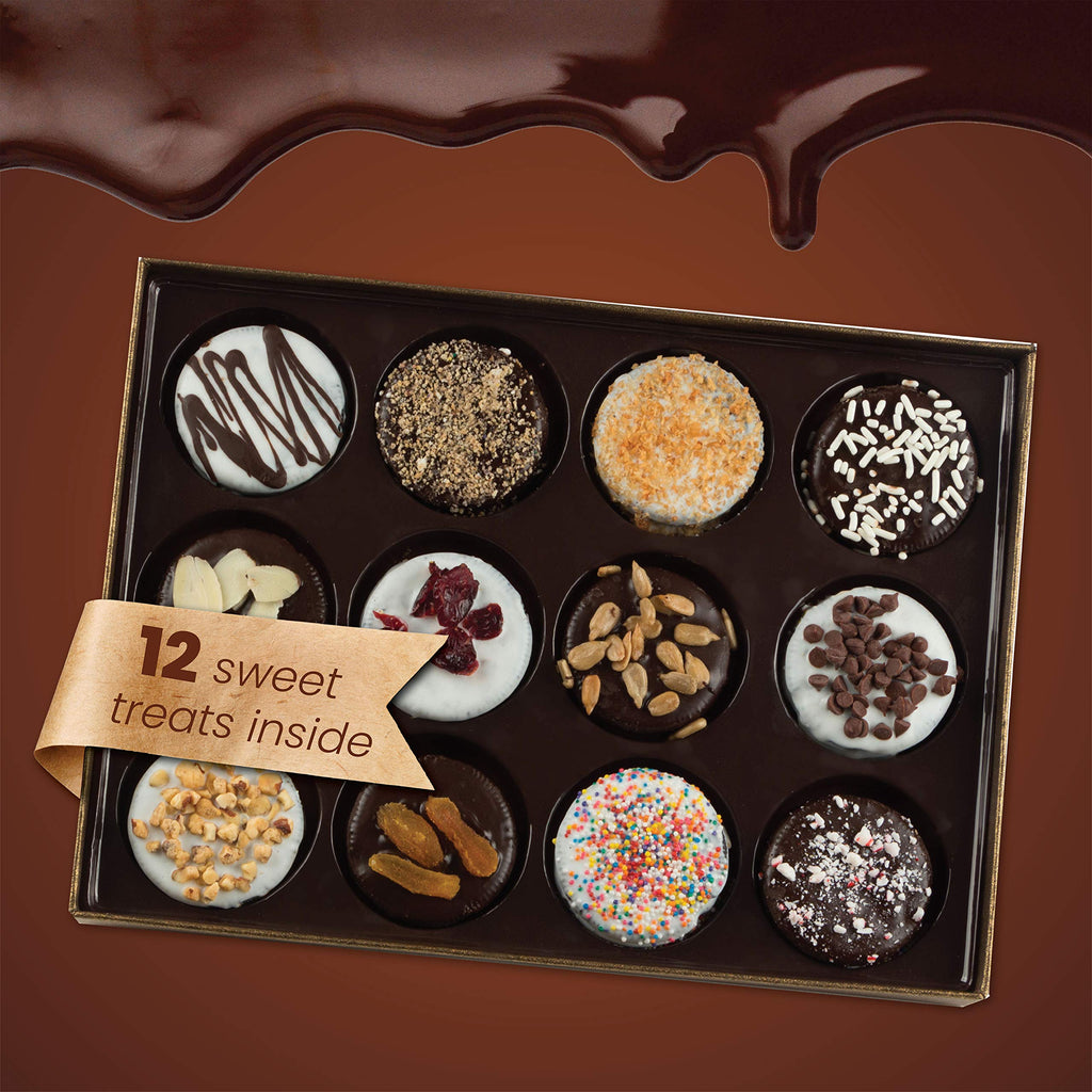 Barnetts Fathers Day Gift Basket, 12 Chocolate Covered Cookies Gourmet Candy Box Baskets for Dad, Men, Husband, Father, Grandfather, Son, Brother, Prime Food Delivery, Gifts for Him