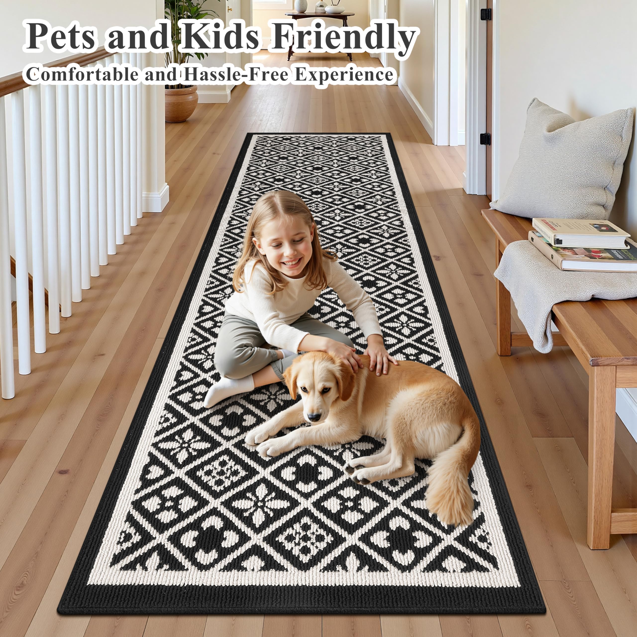 Ileading Christmas Entrance Door Mat, Absorbent Dog Mats for Muddy Paws, Low-Profile Small Red Xmas Decor Kitchen Runner Rug with Non-Slip Backing, Machine Washable Entryway Welcome Mat(Red 24"X36")