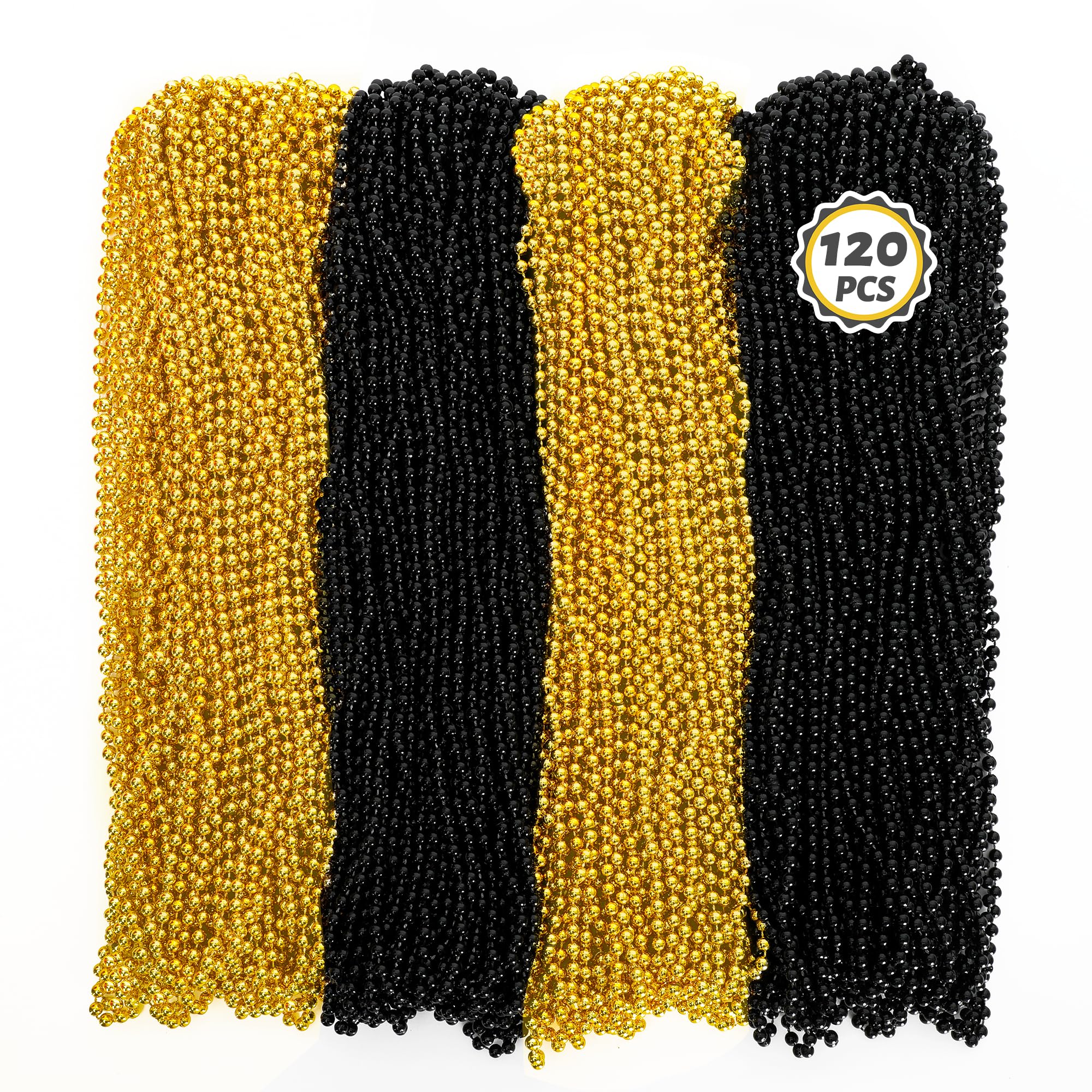 Huskein Mardi Gras Beads, 120 PCS Mardi Gras Accessories, 33 IN Green Bead Necklaces, St Patricks Day Parade Favors Bulk Party Beads Favors for Festival Carnival Decorations
