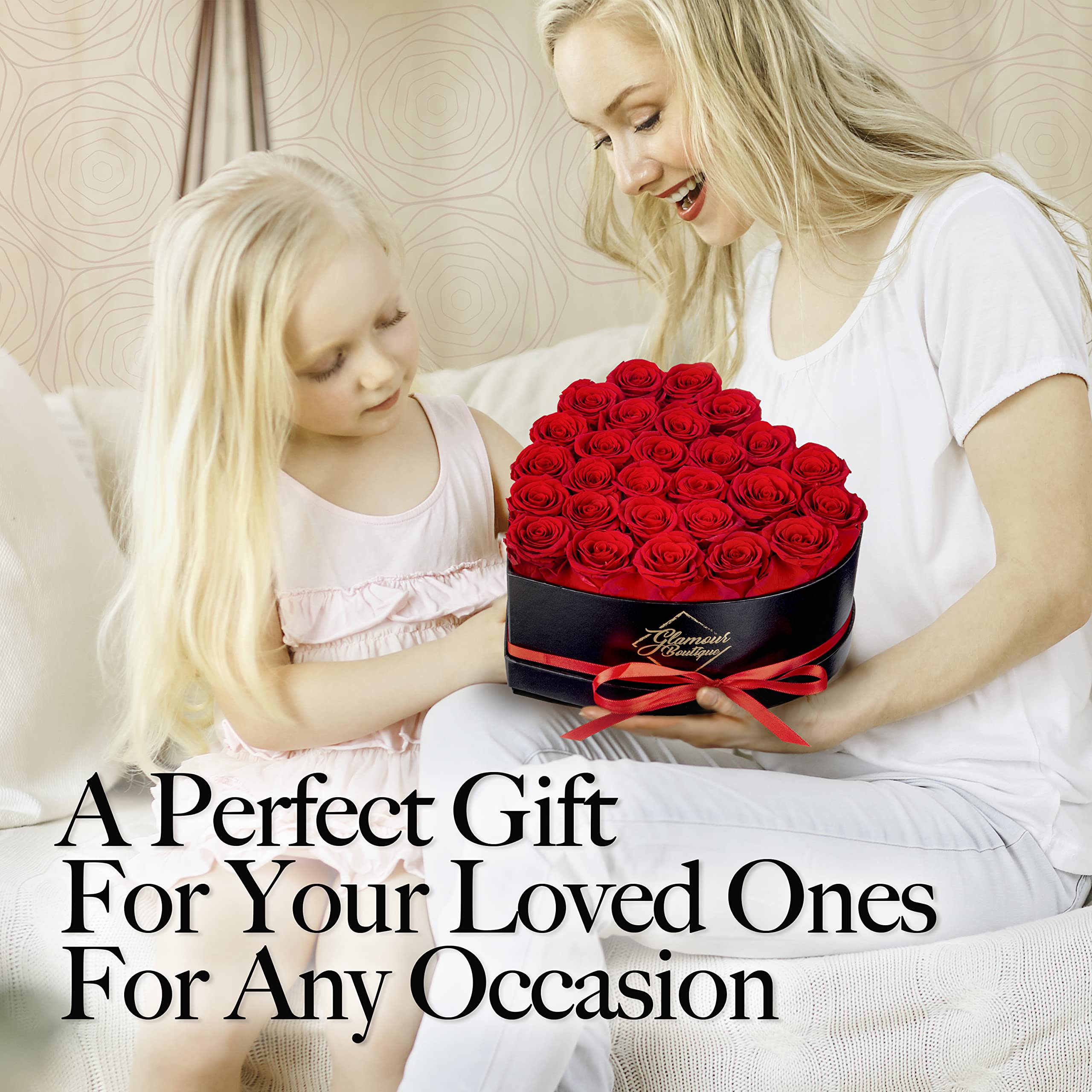 GLAMOUR BOUTIQUE 16 Flower Forever Heart Shape Box, Mothers Day Gift For Mom, Eternal Preserved Roses Gift for Her, Flowers bouquet, For Birthday, Anniversary, Girlfriend - Red