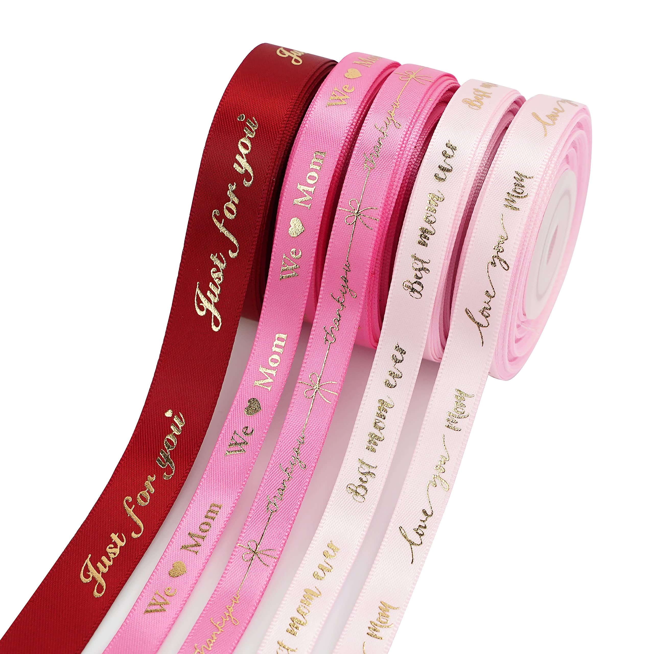 MEEDEE 3/8 Inch Satin Ribbon Set – 10 Rolls Rainbow Double Face Ribbon for Gift Wrapping, 5 Yards Each (Total 50 Yards), Decorative Ribbon for Presents & Party Favors