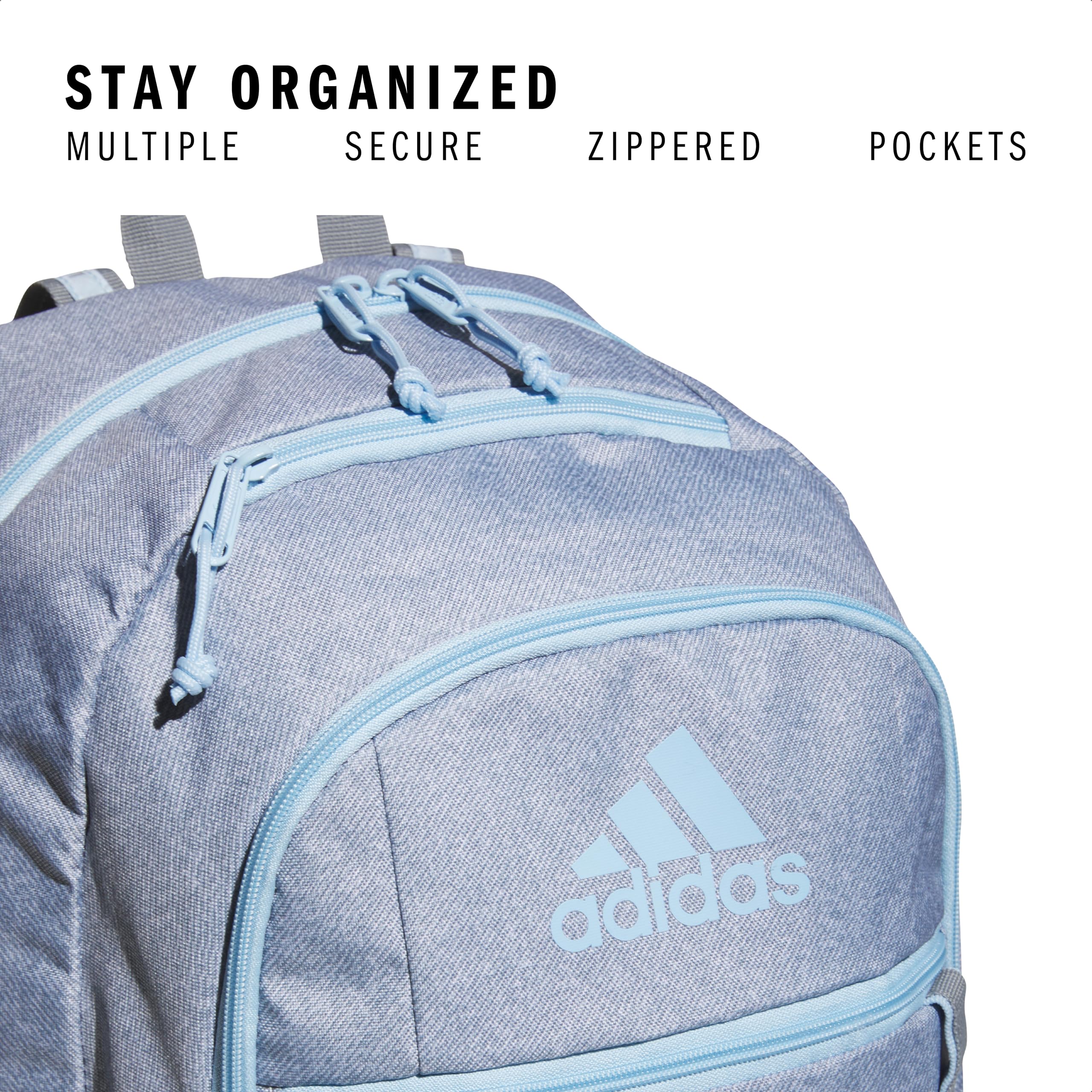 adidas Excel 7 School Backpack for Laptop, Gym and Travel, 34L, Twill White/Black/7.5, OSFA