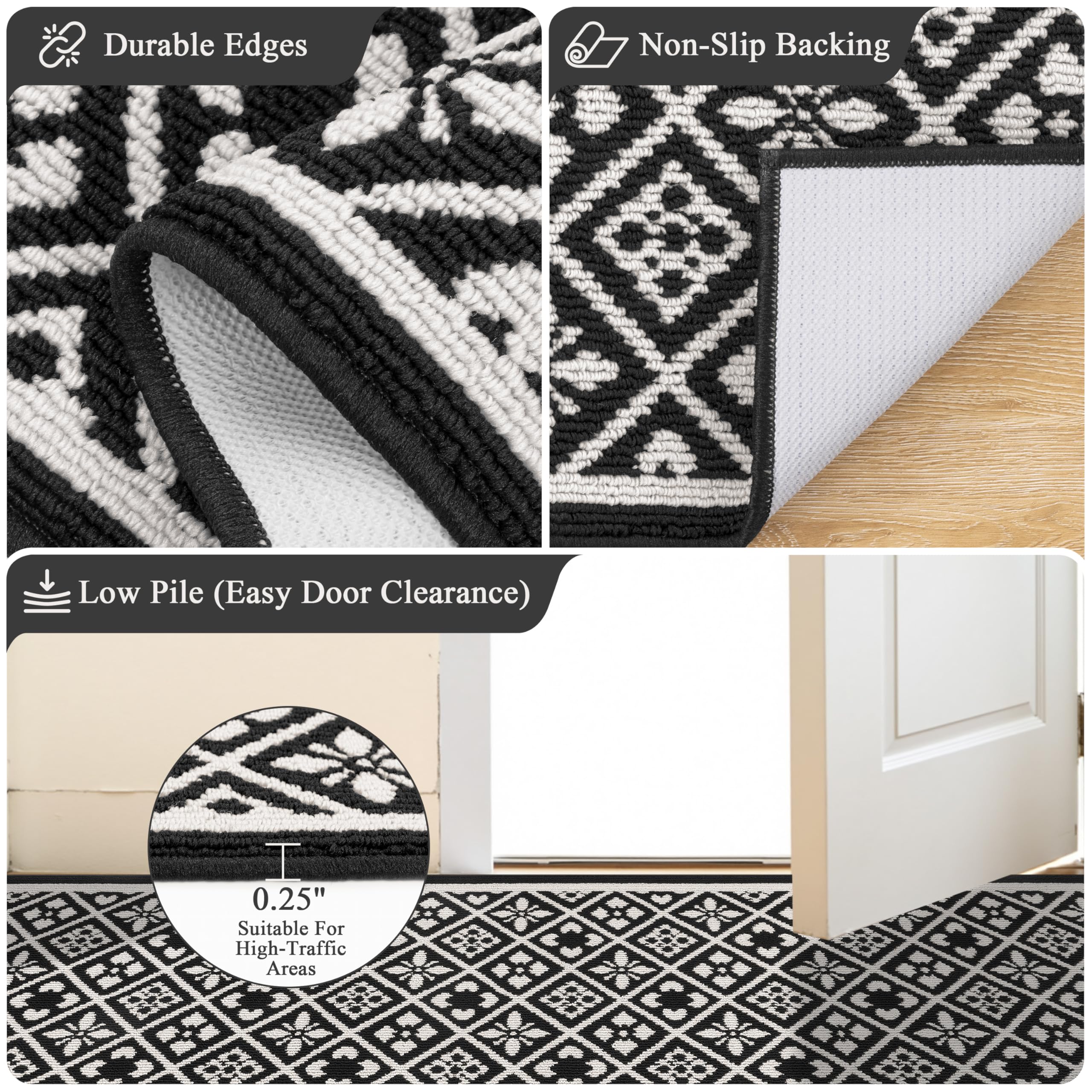 Ileading Christmas Entrance Door Mat, Absorbent Dog Mats for Muddy Paws, Low-Profile Small Red Xmas Decor Kitchen Runner Rug with Non-Slip Backing, Machine Washable Entryway Welcome Mat(Red 24"X36")