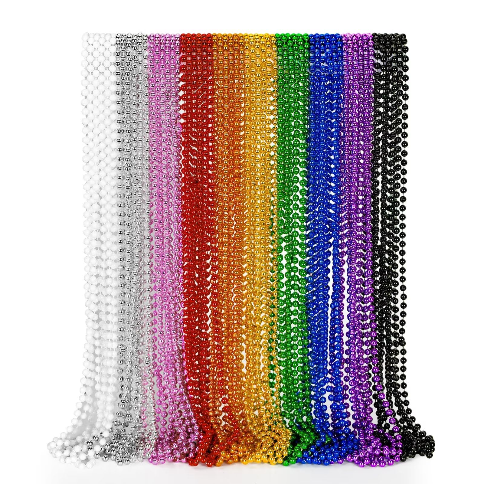 4th of July Party Favors, 12PCS 250th Anniversary Patriotic Necklaces Bulk, Fourth of July Red Blue Silver Beads Necklace, Independence Day Beads Bulk for Parade Party Celebration Favors Decorations