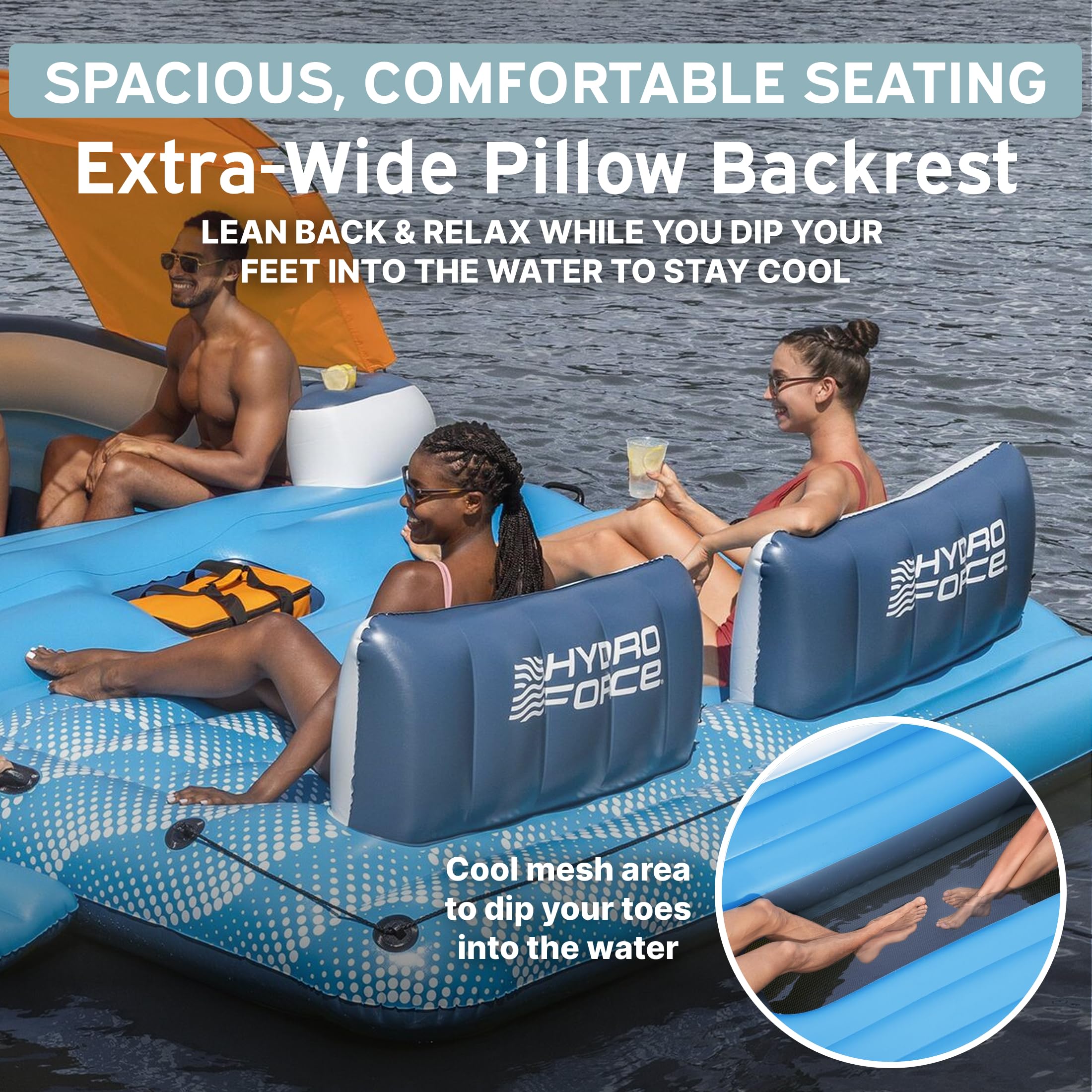 Bestway CoolerZ Tropical Breeze Party Island, Large 6 Person Adult Inflatable Lounger Lake Float
