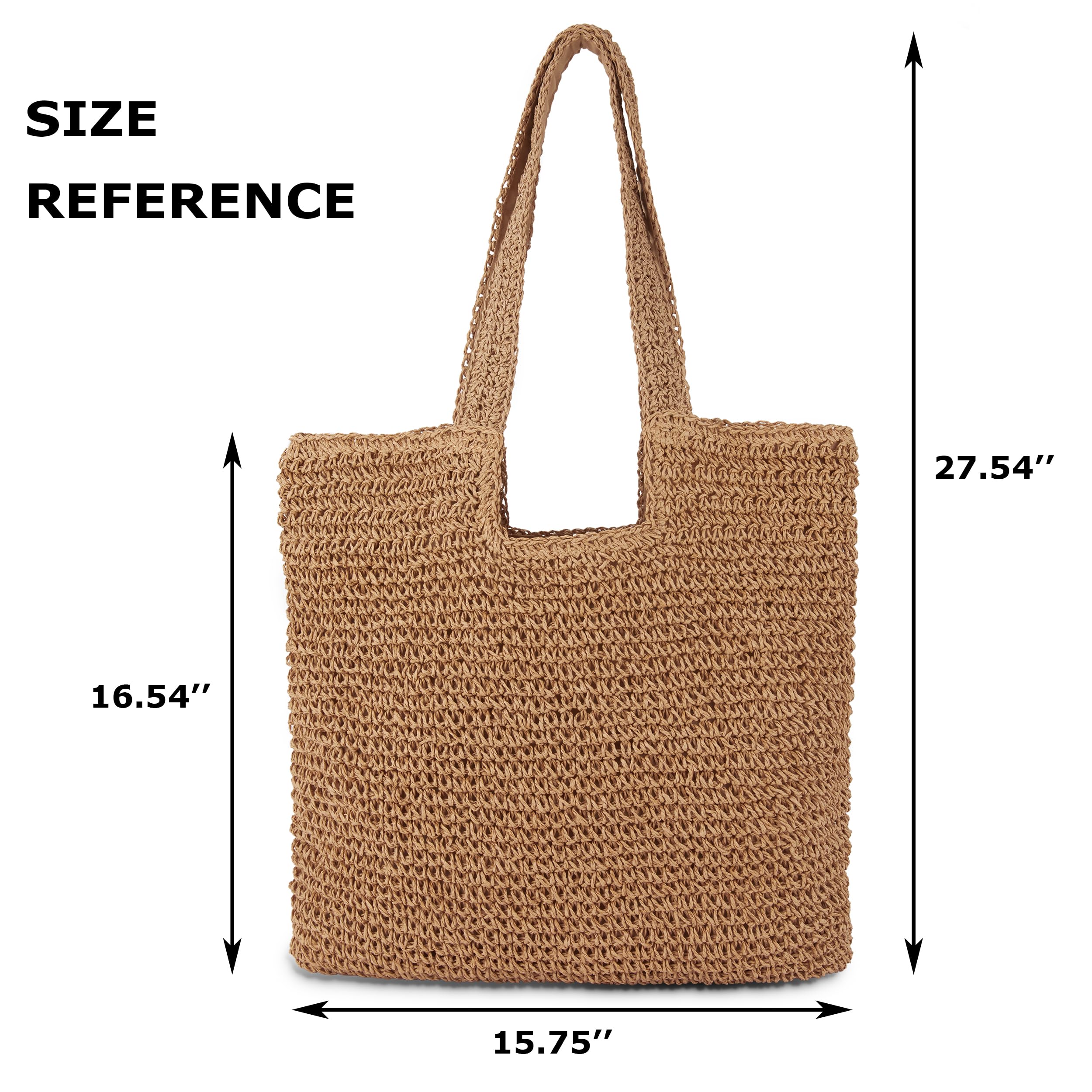 Straw Beach Tote Bag: Large Summer Boho Woven Bags - Rattan Handmade Shoulder Handbags for Women