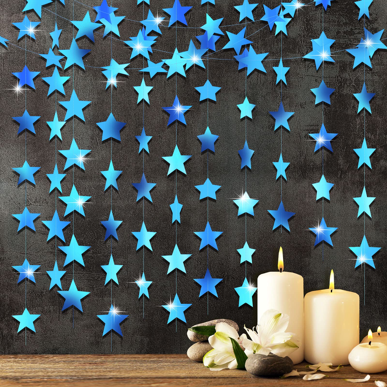 Patelai Glitter Star Garland Banner 2026 Graduation Decor 130 Feet Star Hanging Banner Twinkle Backdrop for Party Birthday Classroom Wedding Supplies(Gold)