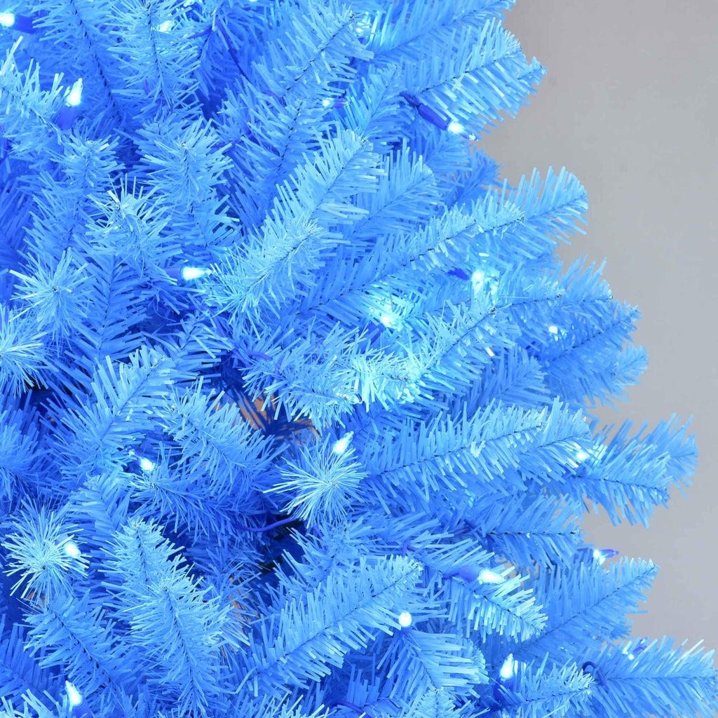 6.5ft Pre-lit Artificial Blue Christmas Tree with 300 LED Blue UL Listed String Lights (Blue)