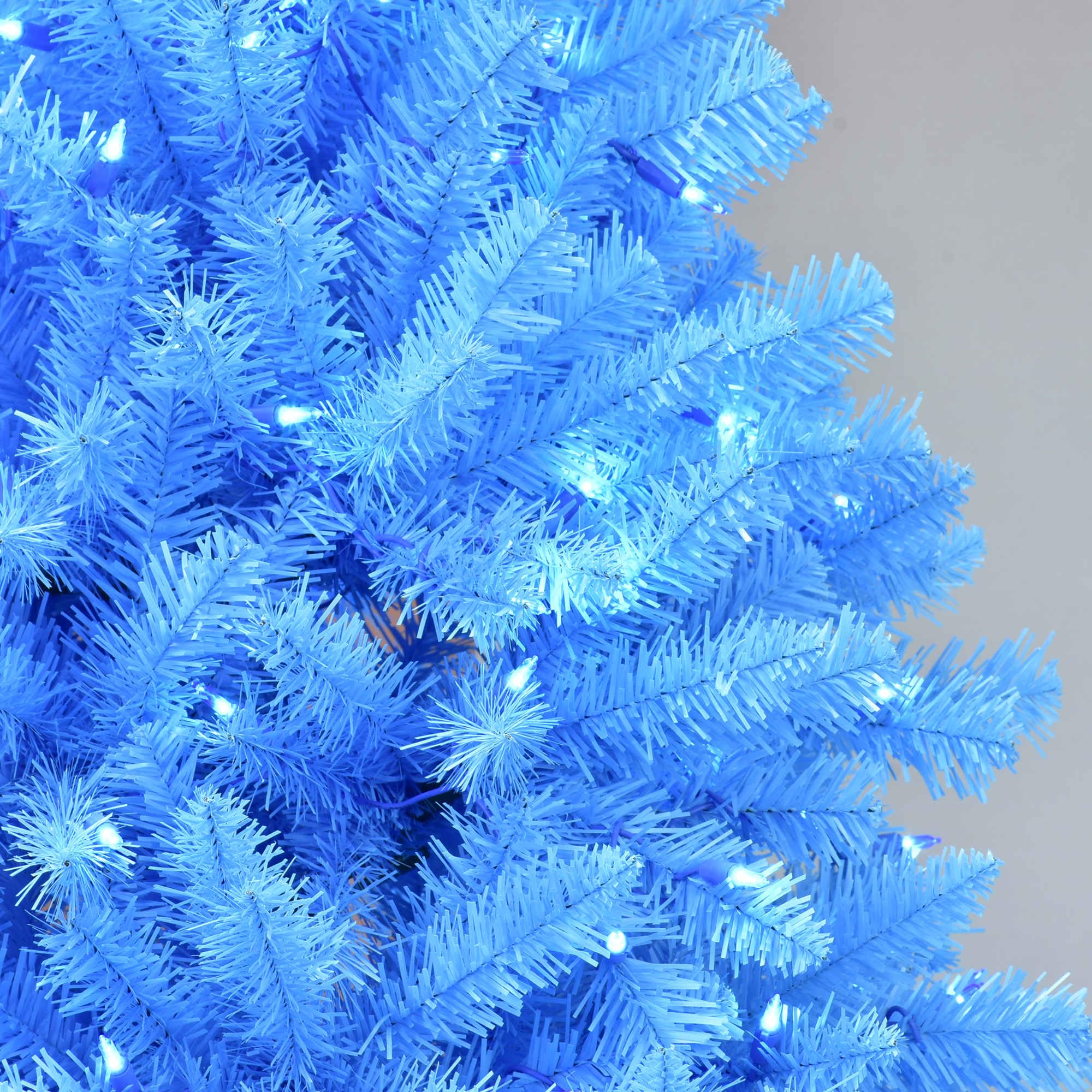 6.5ft Pre-lit Artificial Blue Christmas Tree with 300 LED Blue UL Listed String Lights (Blue)